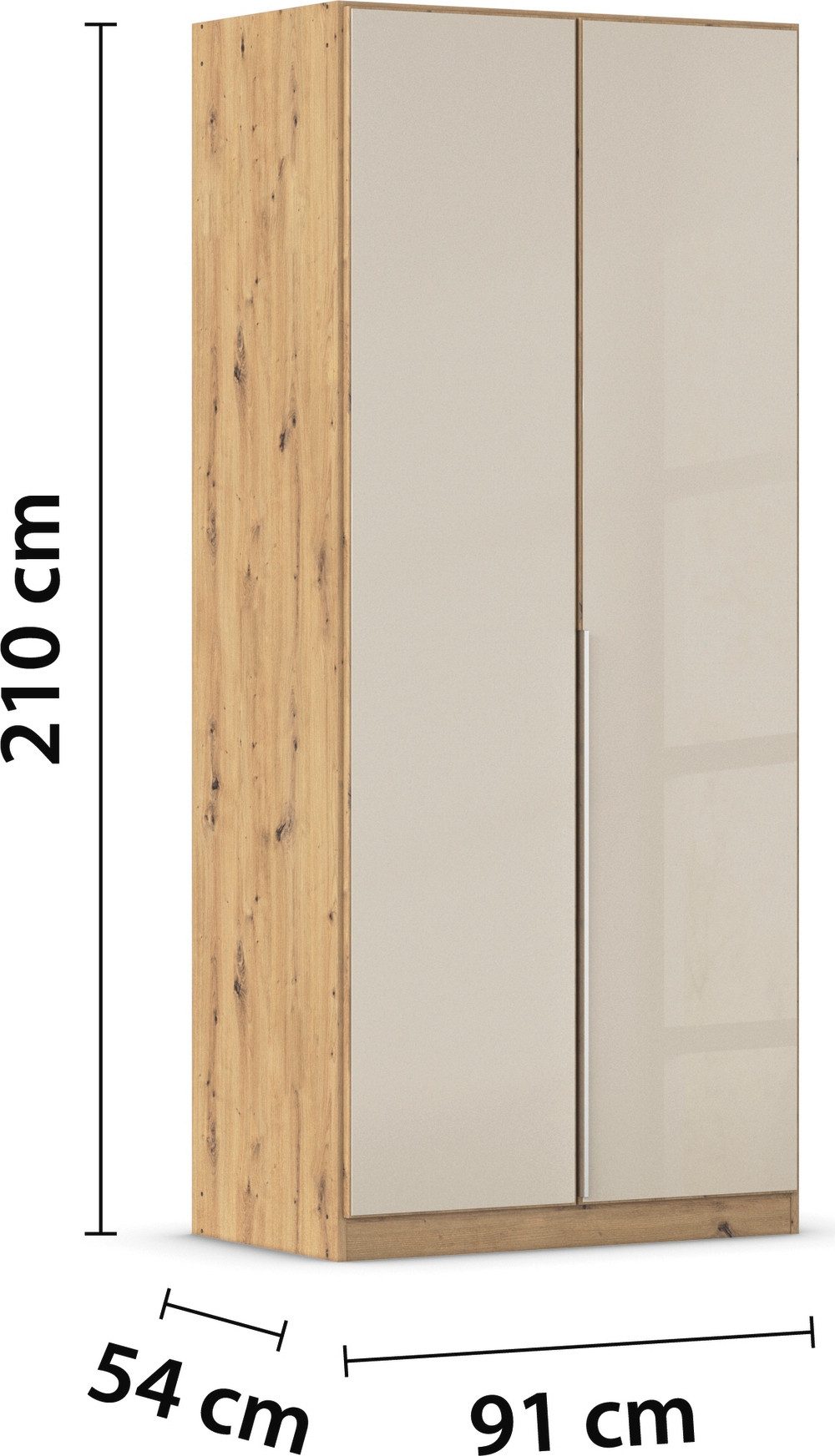 rauch Draaideurkast Kledingkasten kast garderobe AGORDO met glazen front doordachte binnenuitrusting, in 6 breedtes en 2 hoogtes made in germany