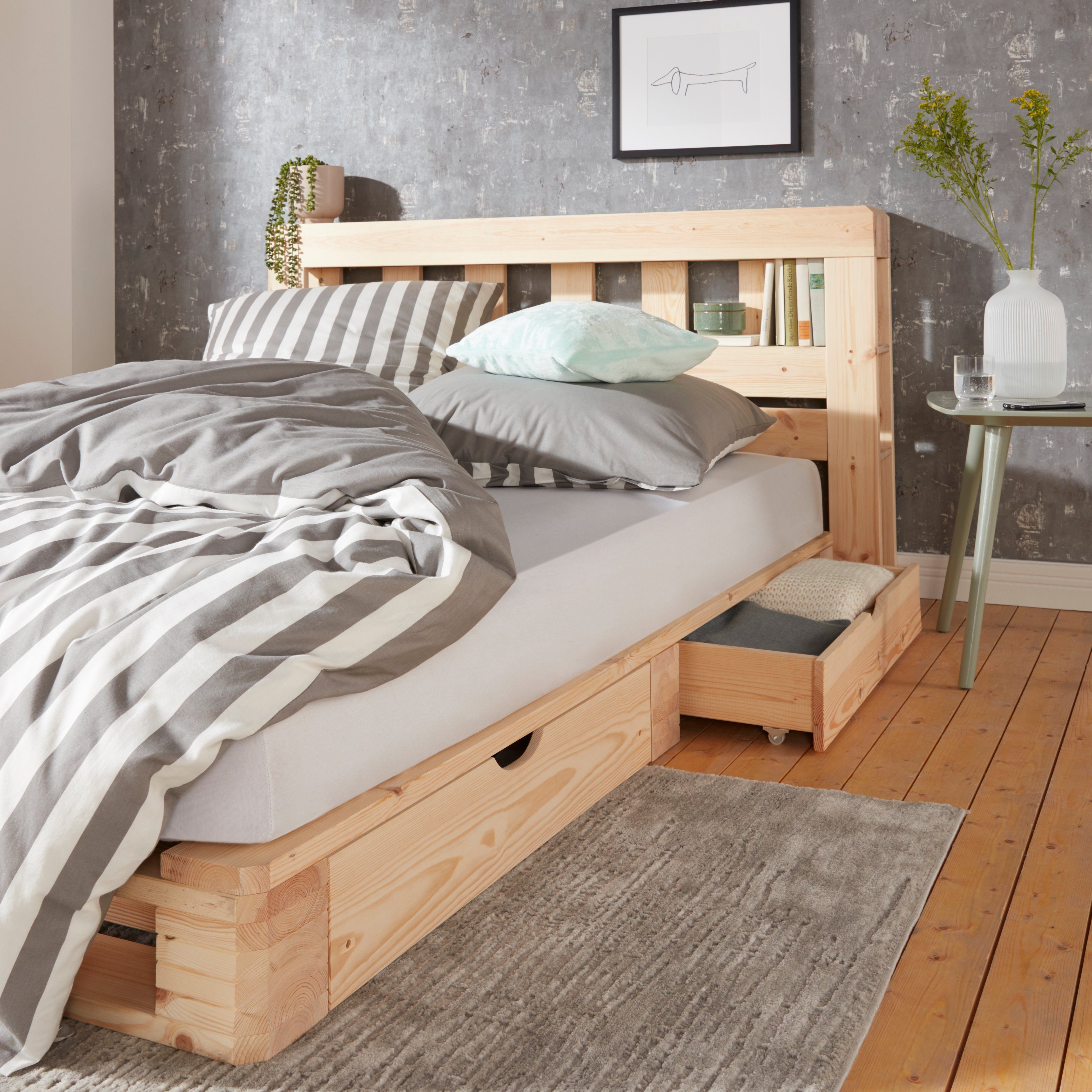 Home affaire Palletbed "ALASCO" BESTSELLER! Met lade gecertificeerd massief hout, uit te breiden tot tweepersoons- of familiebed