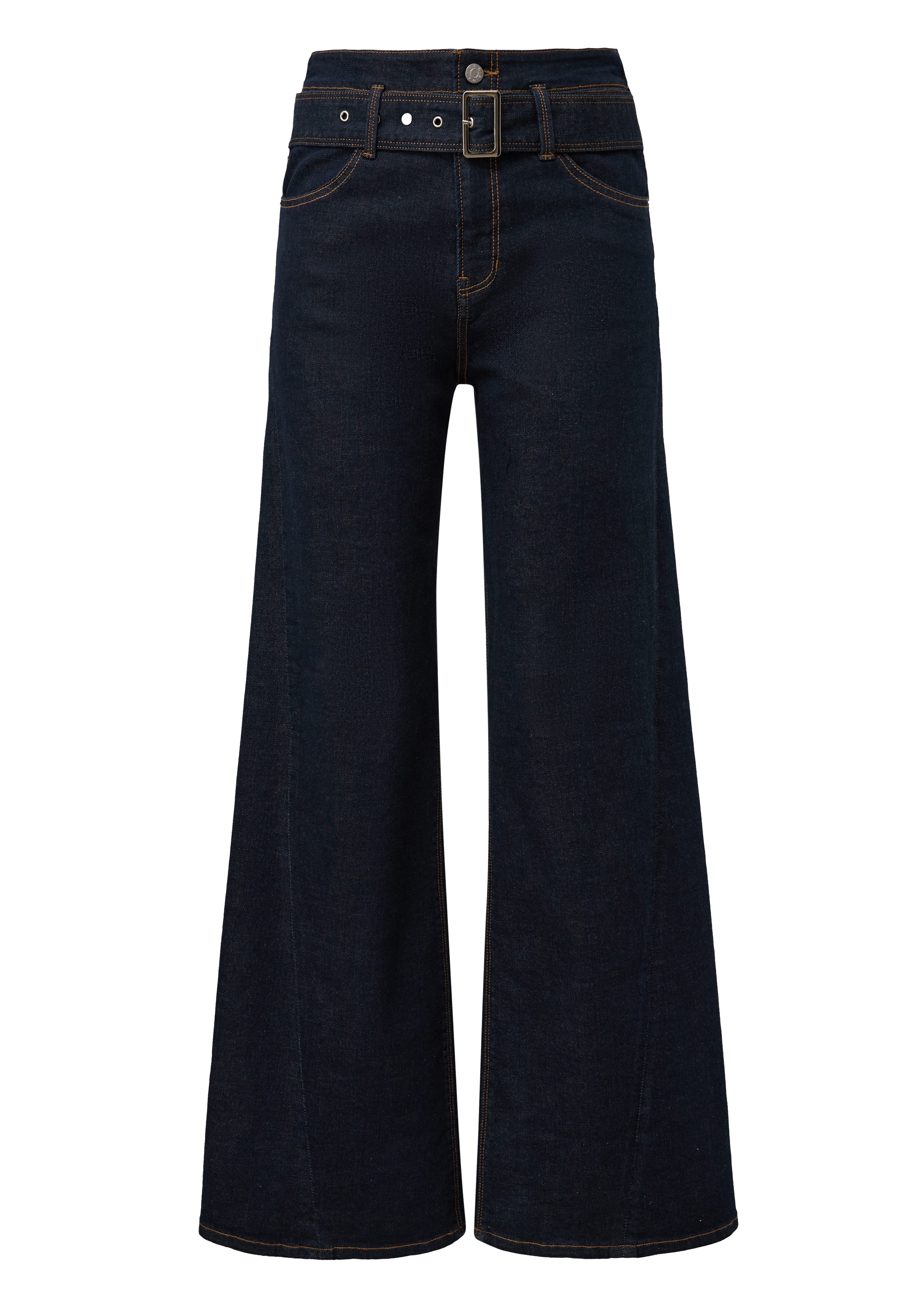 s.Oliver 5-pocket jeans Suri met textielriem en brede pijp