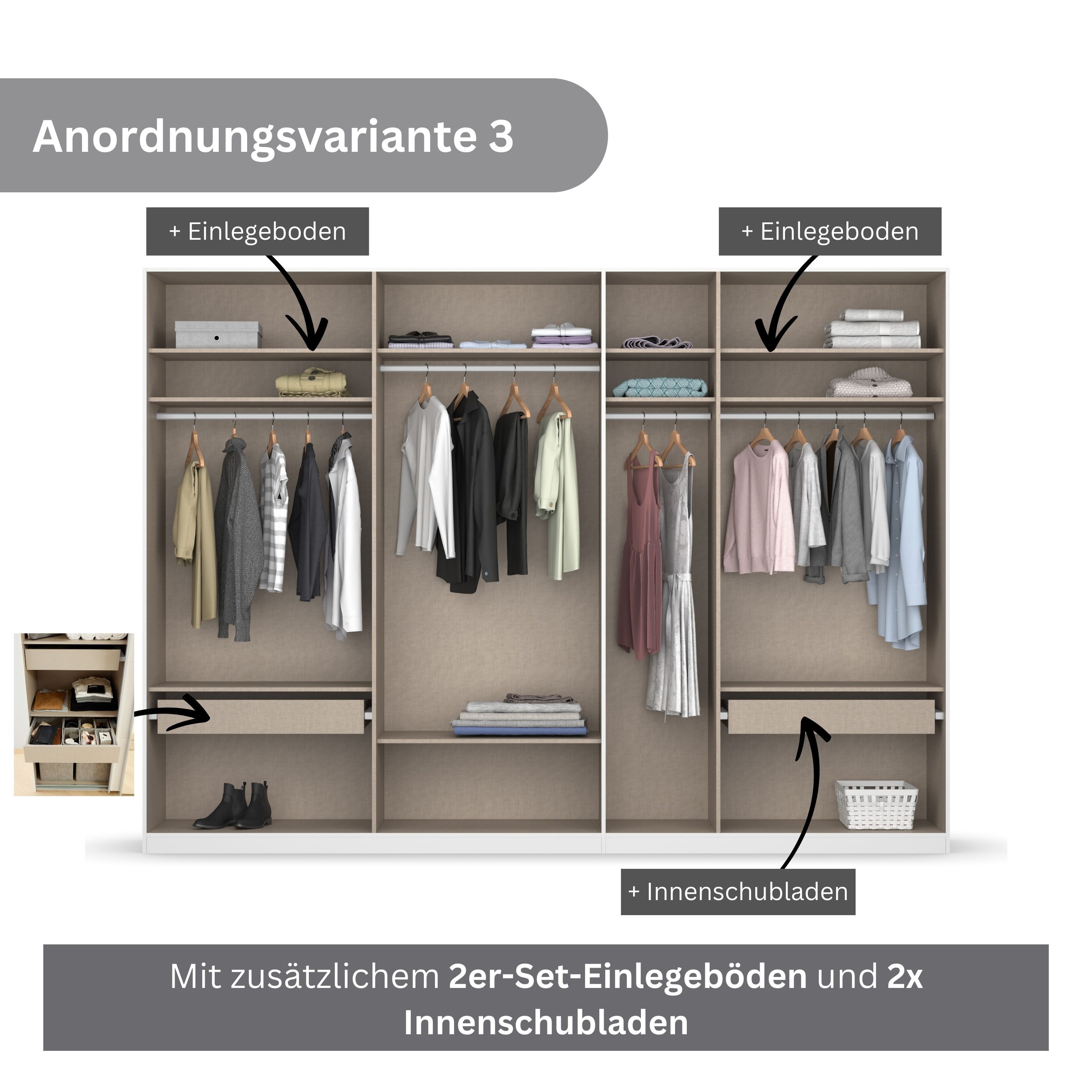 rauch Draaideurkast Koluna Hoogglansfront, inclusief 2 lades en extra planken