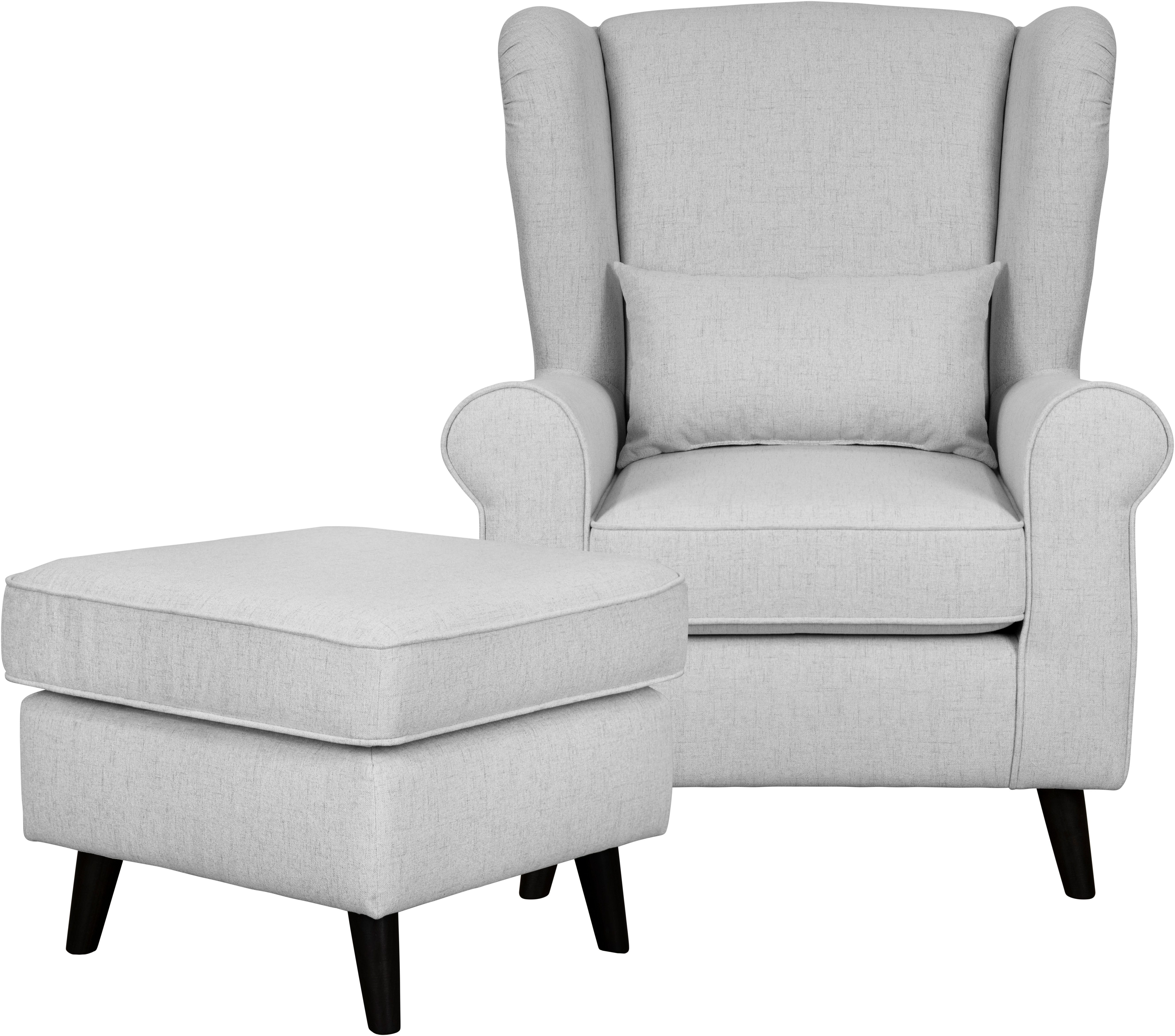 Home affaire Fauteuil Ohrensessel CHISTELLE, optioneel met poef met golfondersteuning, afmetingen: b/d/h: 81/87/99 cm