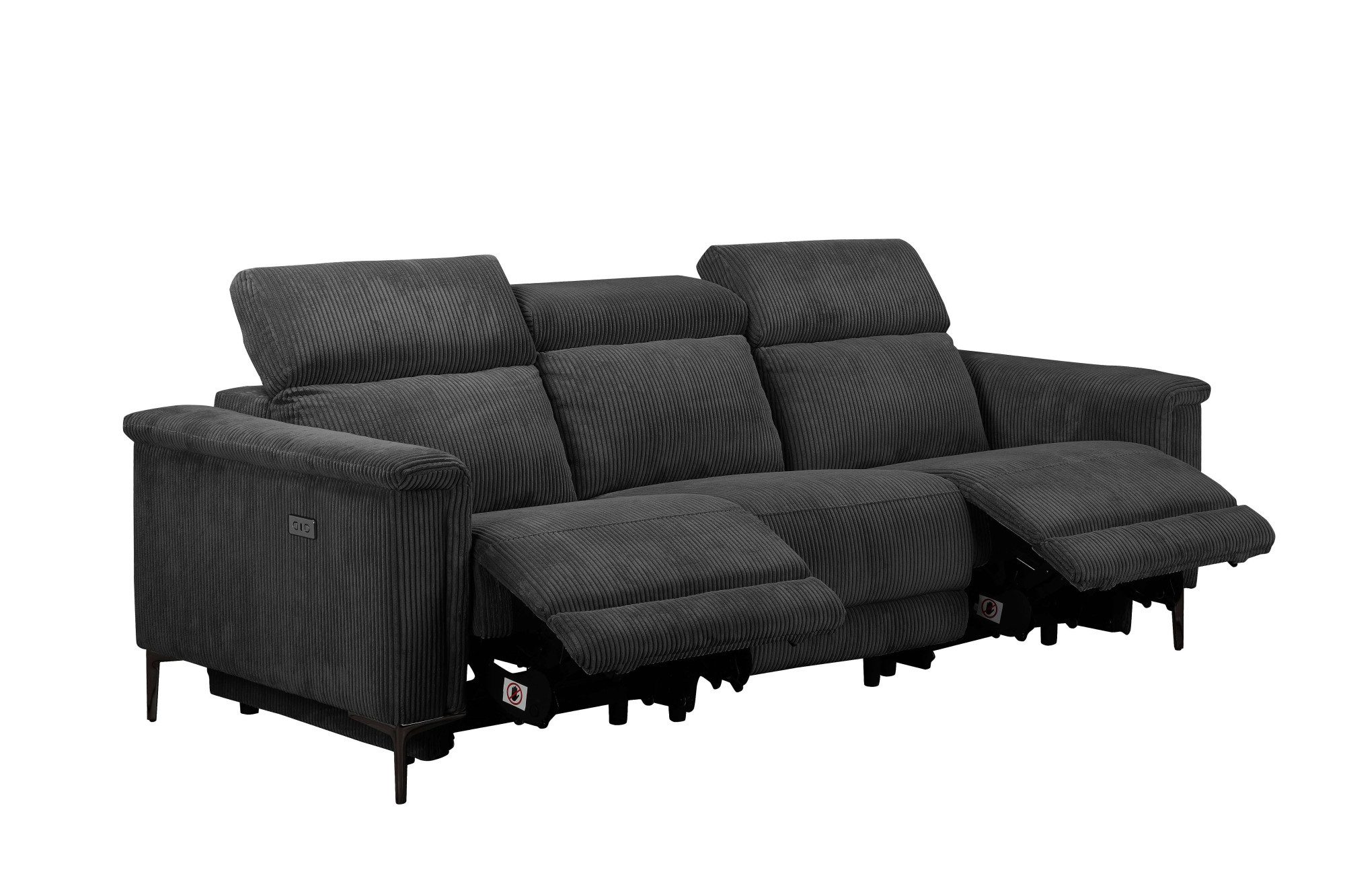 Places of Style 3-zitsbank Lund Cord, met handmatige of elektrische relaxfunctie in 2 zitplaatsen