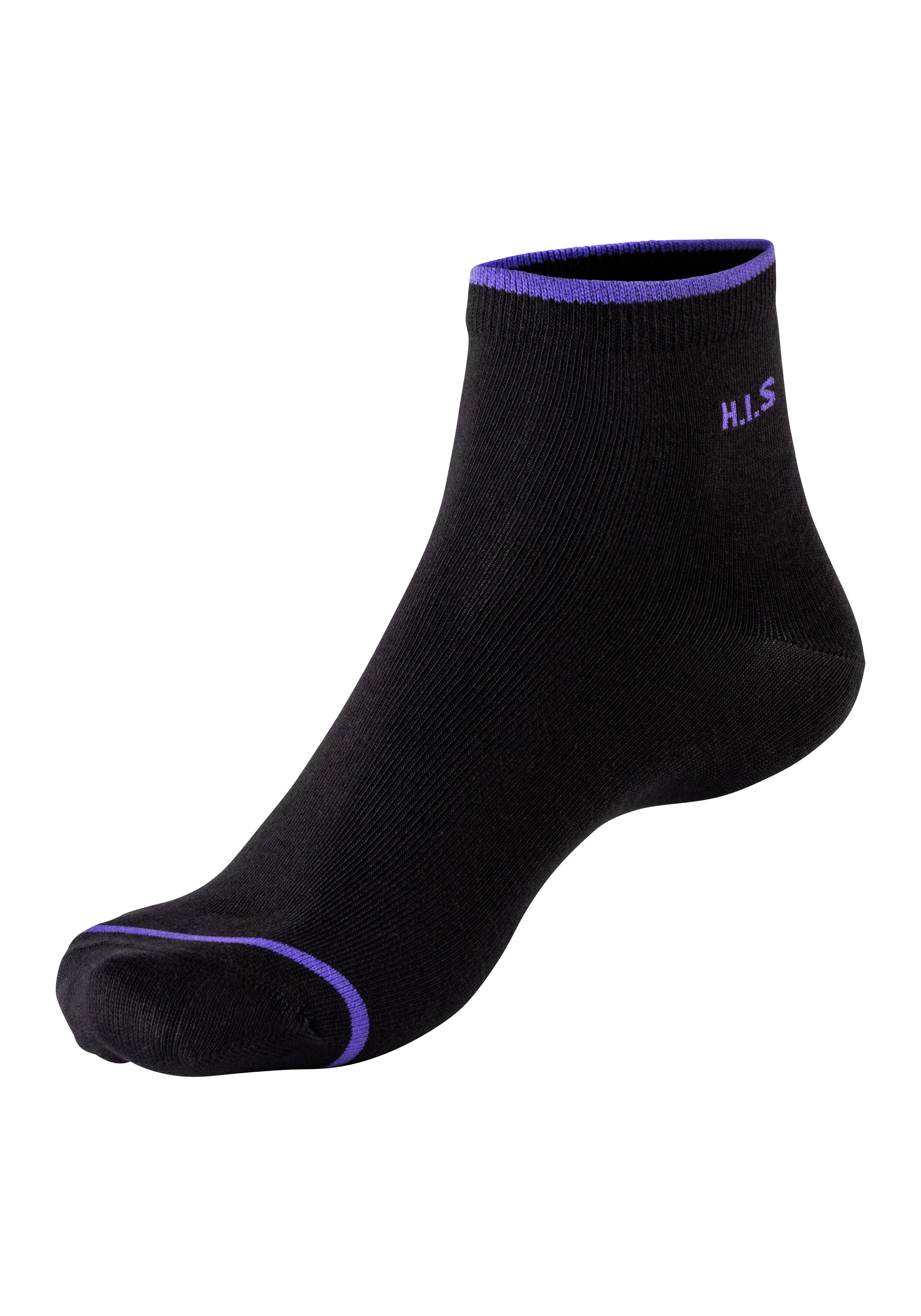 H.I.S Korte sokken met gekleurde boord (set, 7 paar)