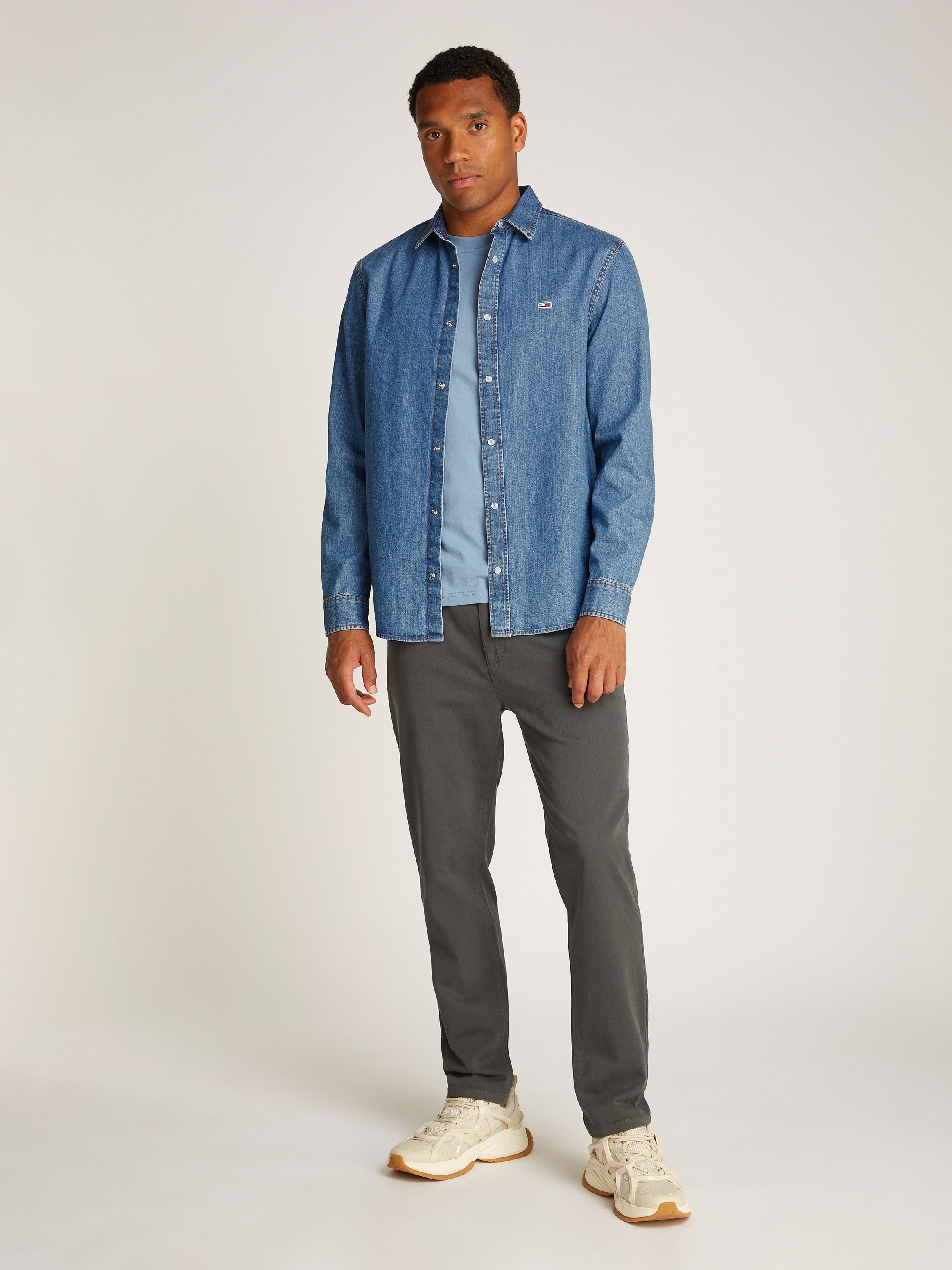 TOMMY Jeans overhemd RGLR FIT SHIRT MID BLUE