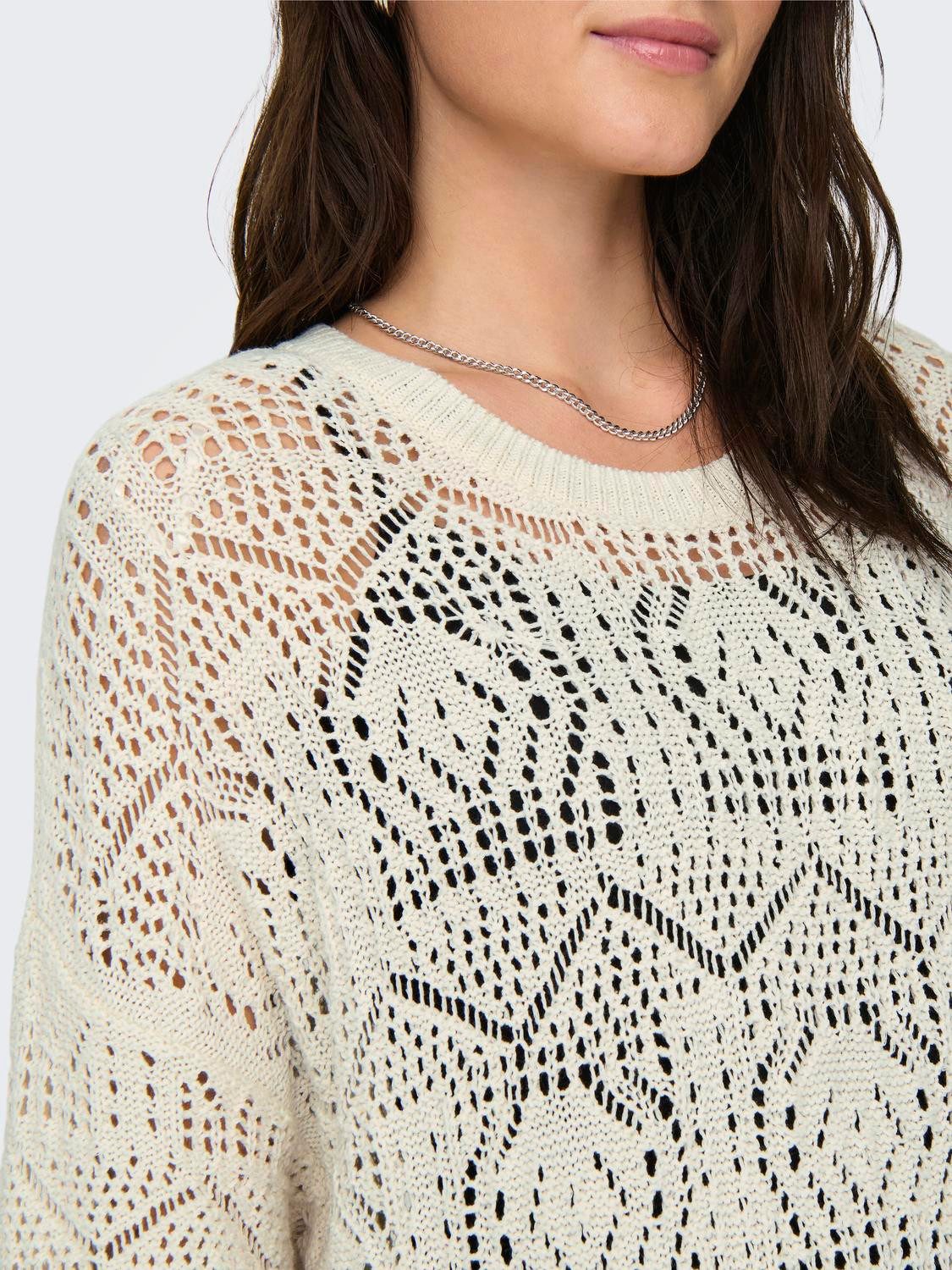 Only Trui met ronde hals ONLBEACHIE LIFE SS LOOSE O-NECK NOOS KNT