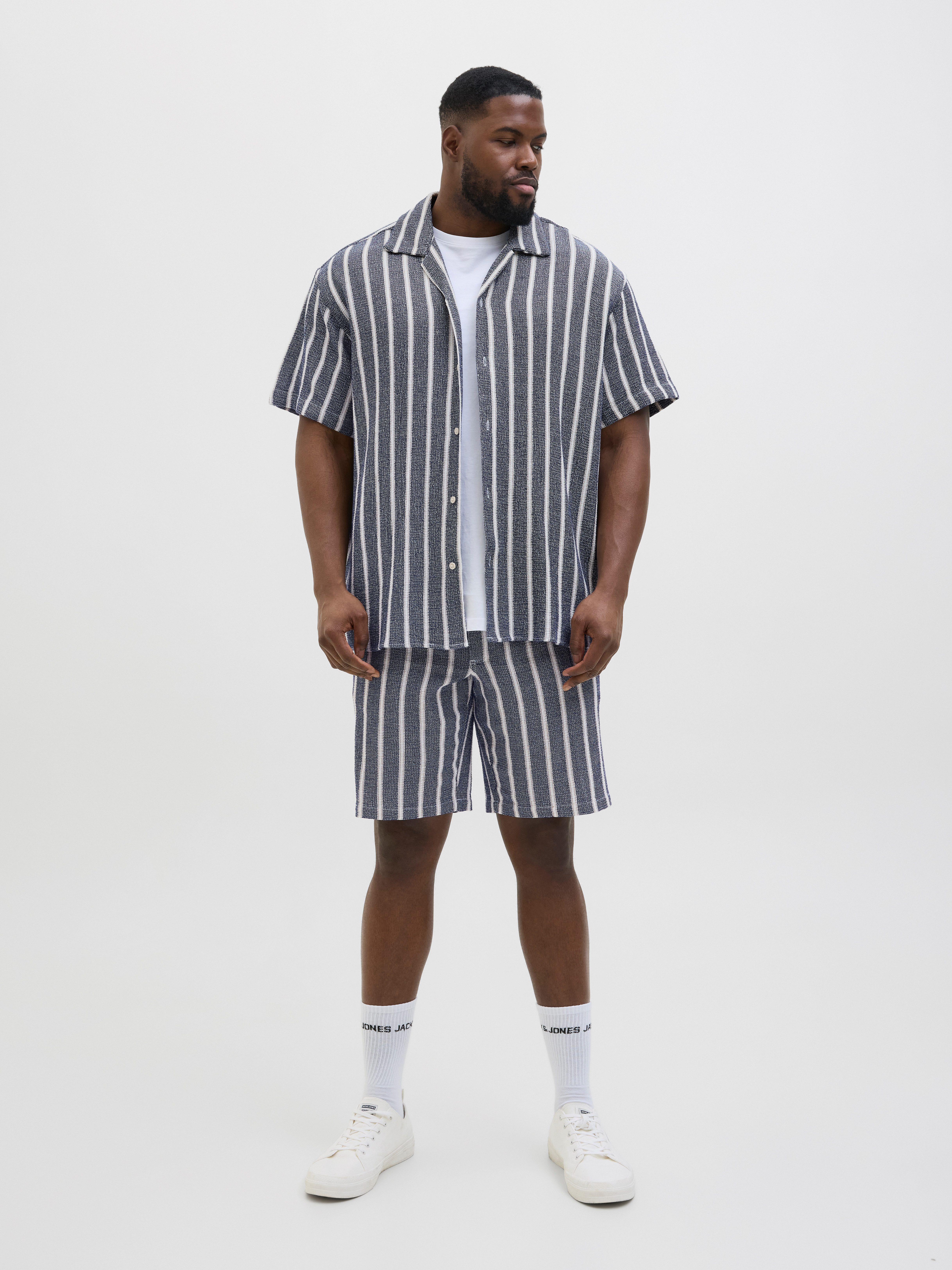 Jack & Jones PlusSize Sweatshort JPSTJAIDEN COBA STRIPE JOG SHORT SN PLS