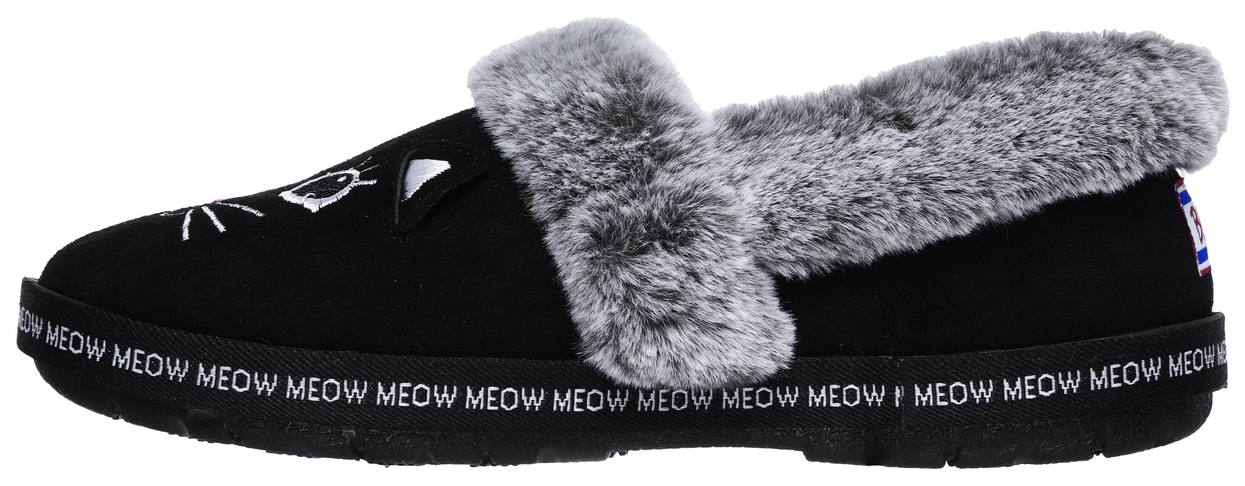 Skechers Pantoffels TOO COZY MEOW PAJAMAS Huisschoen met geborduurd kattengezicht
