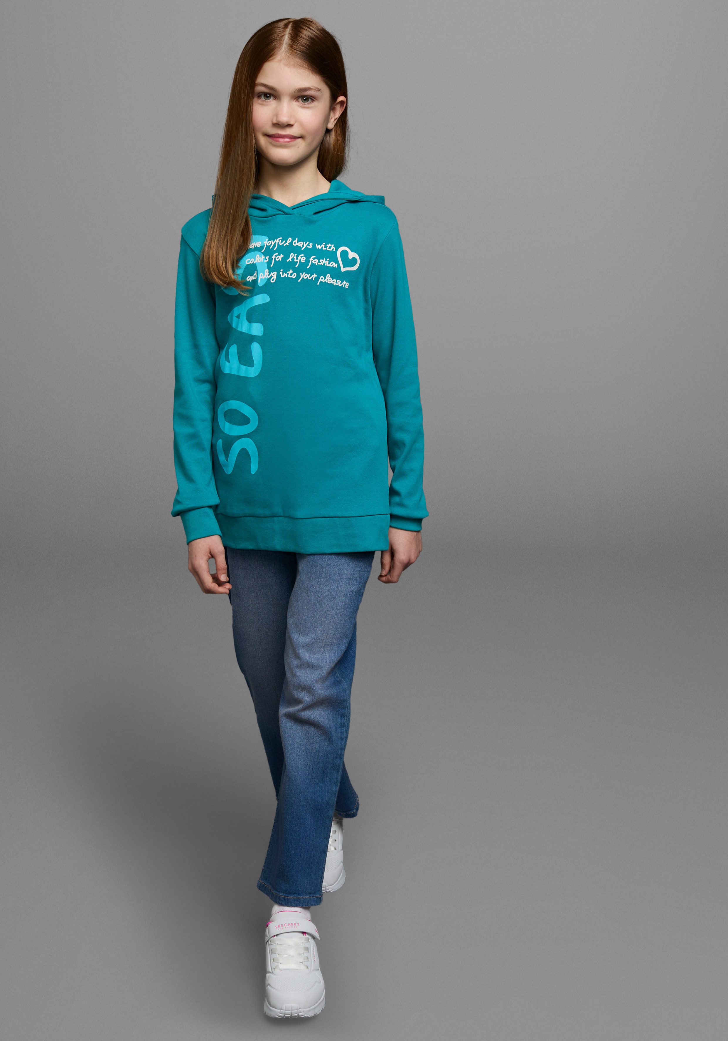 KIDSWORLD Capuchonshirt SO EASY - Print Lange mouwen, basic pasvorm, met modieuze prints