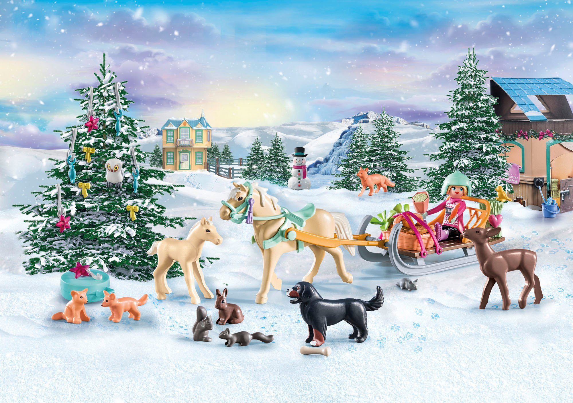 Playmobil® Speelgoed adventskalender Bouwstenen, Paarden: kerst sleerit (71345) Horses of Waterfall, gedeeltelijk van gerecycled materiaal