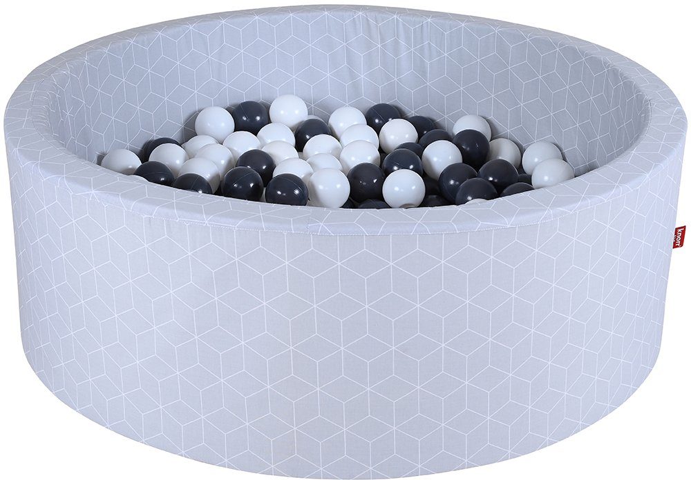 Knorrtoys® Ballenbak Geo, cube grey met 300 ballen grijs/crème, made in europe
