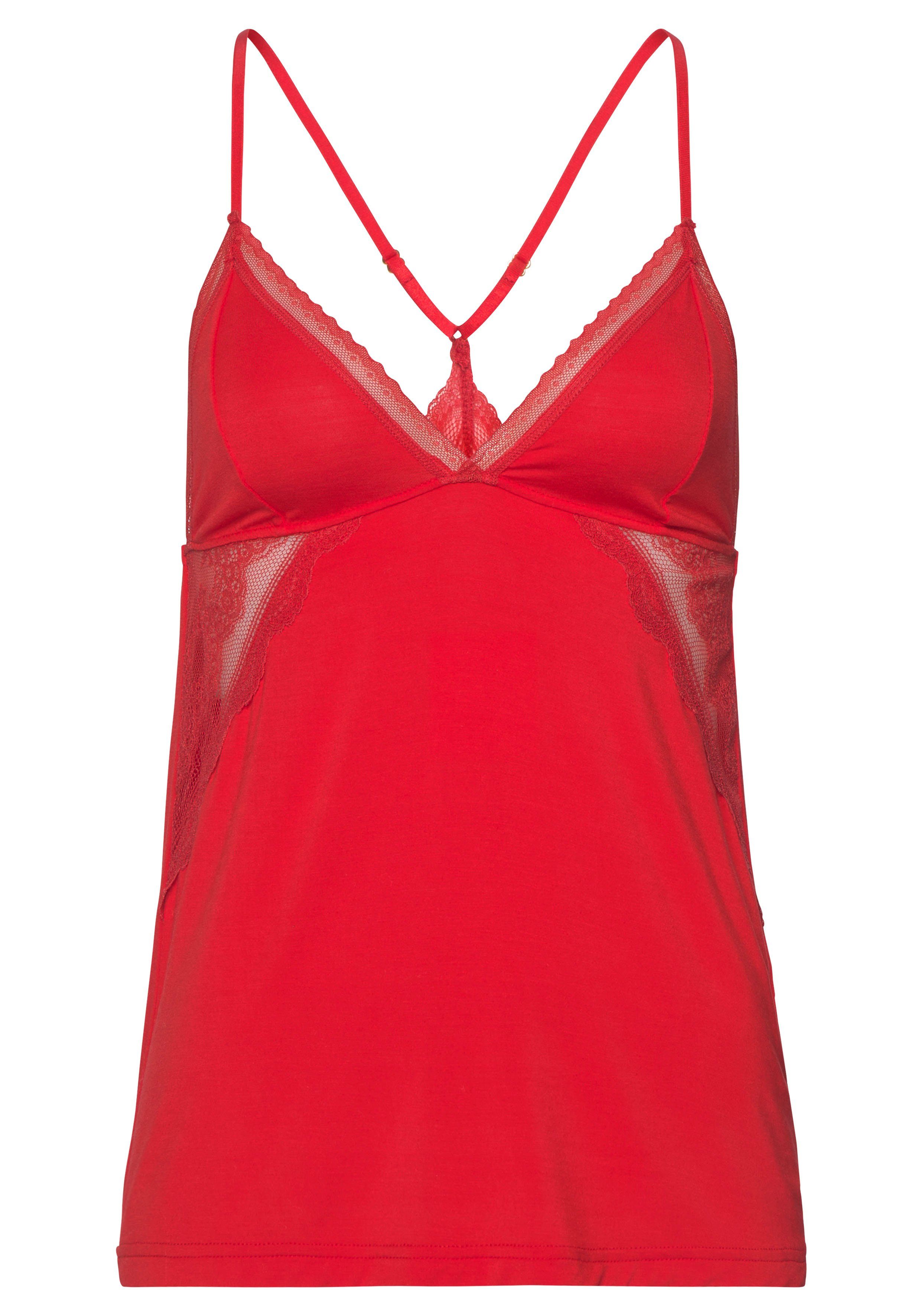 Lascana Pyjama top met kanten inzetten