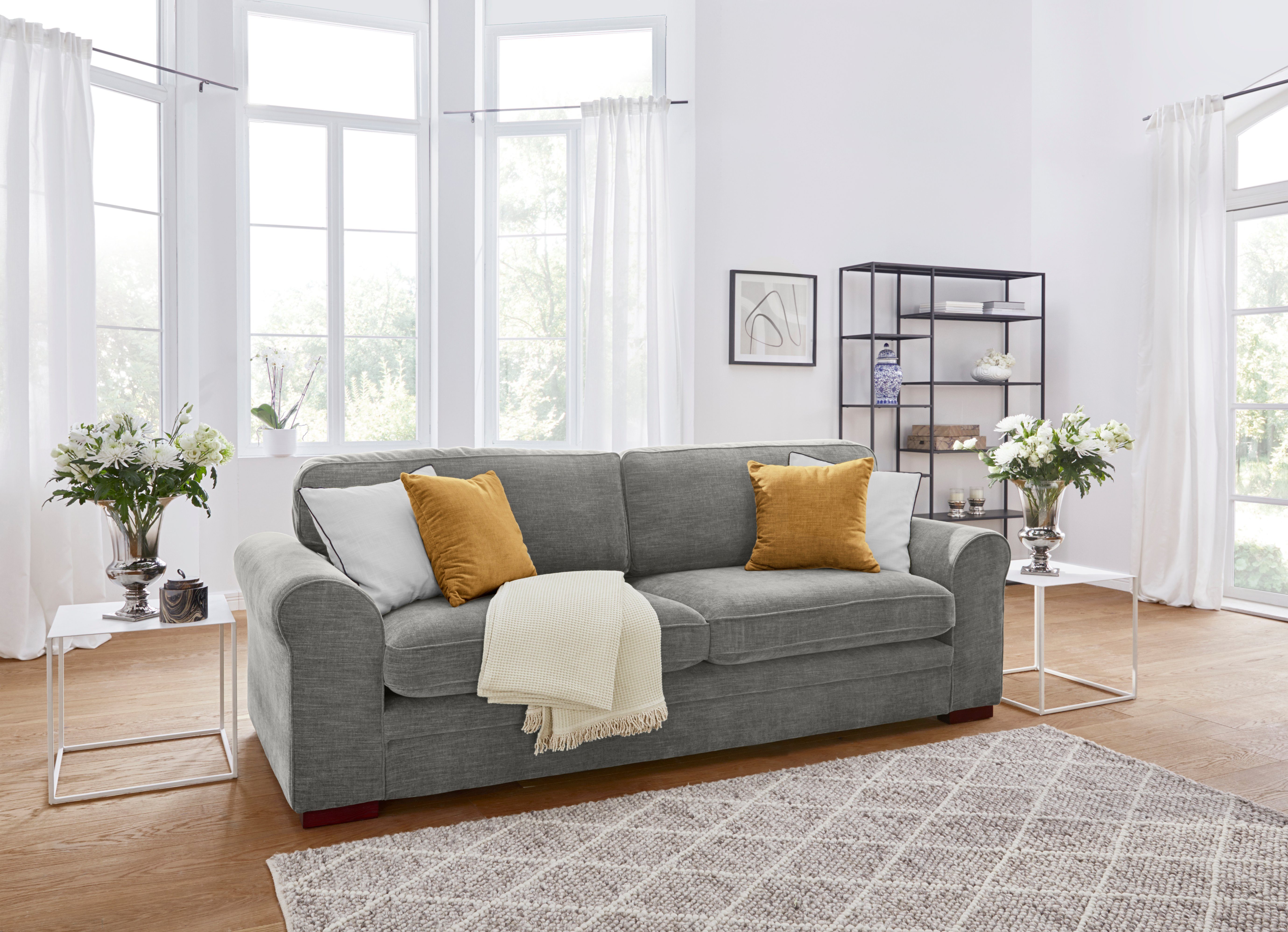 Home affaire 3-zitsbank Broughton zacht zitcomfort, incl. 2 sierkussens, opstaande naad