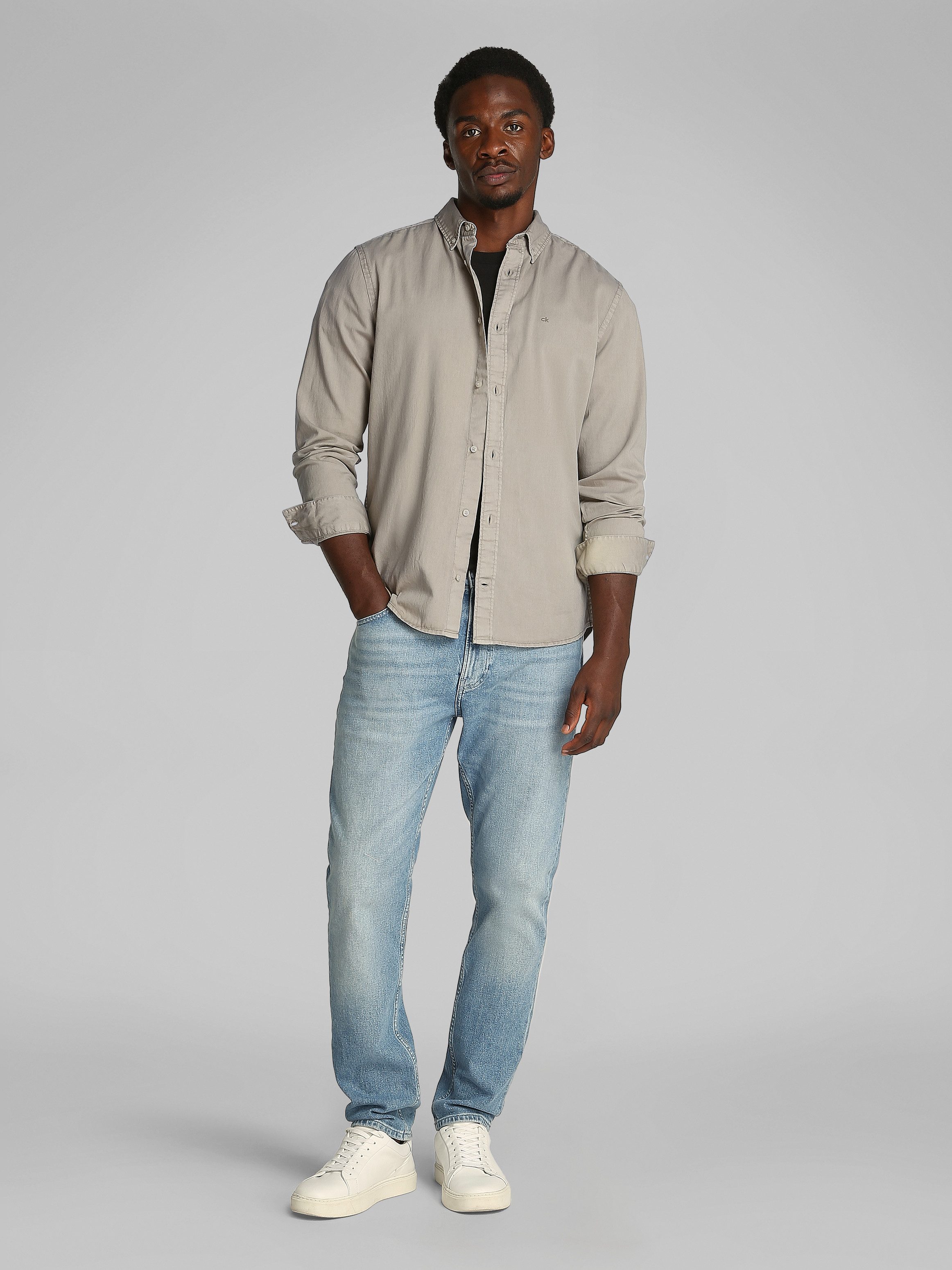 Calvin Klein Overhemd met lange mouwen GARMENT DYED LW TWILL L/S SHIRT
