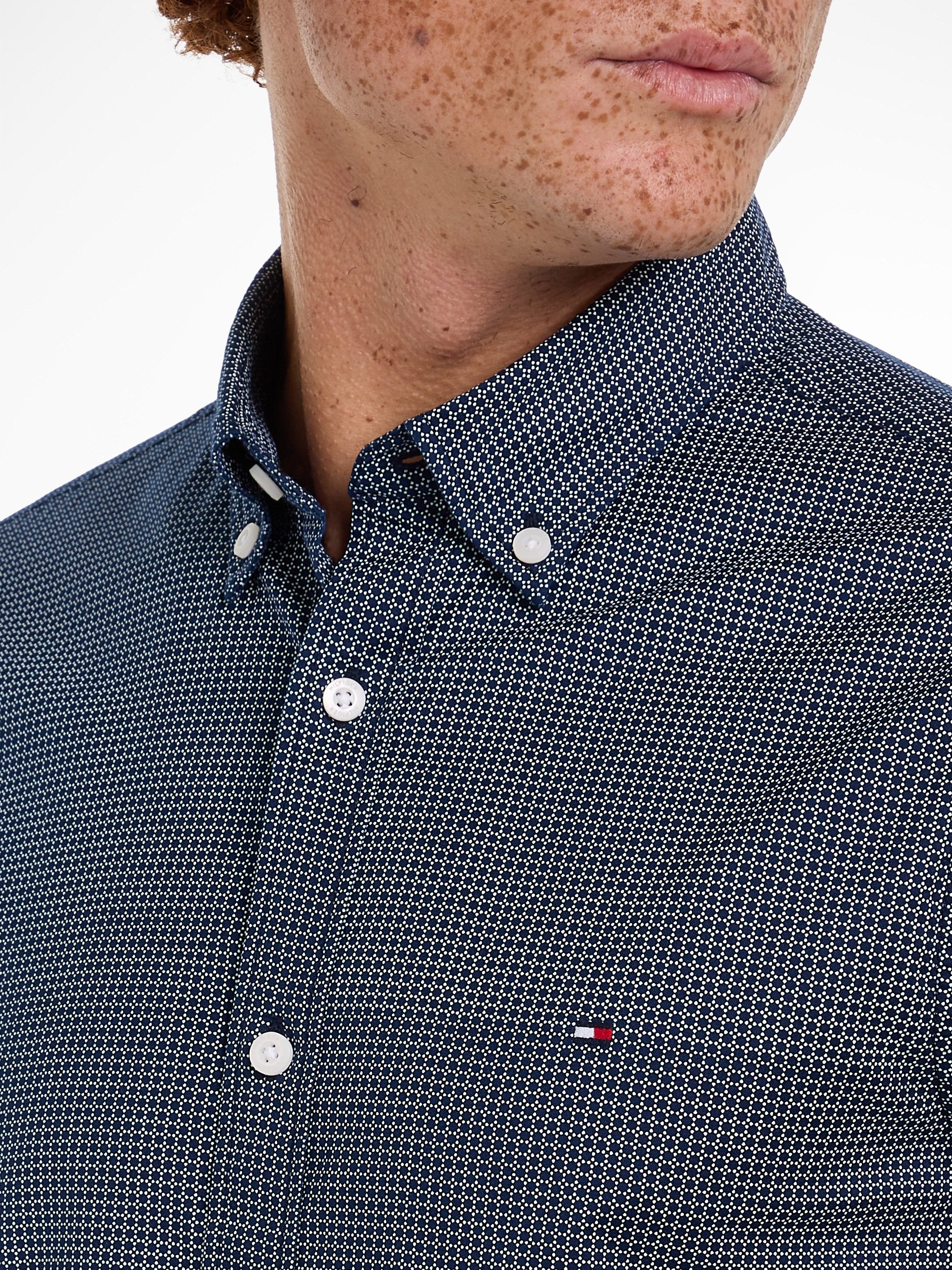 Tommy Hilfiger Businessoverhemd FLEX MICRO FOULARD SF SHIRT Met minimal-print button-down-kraag