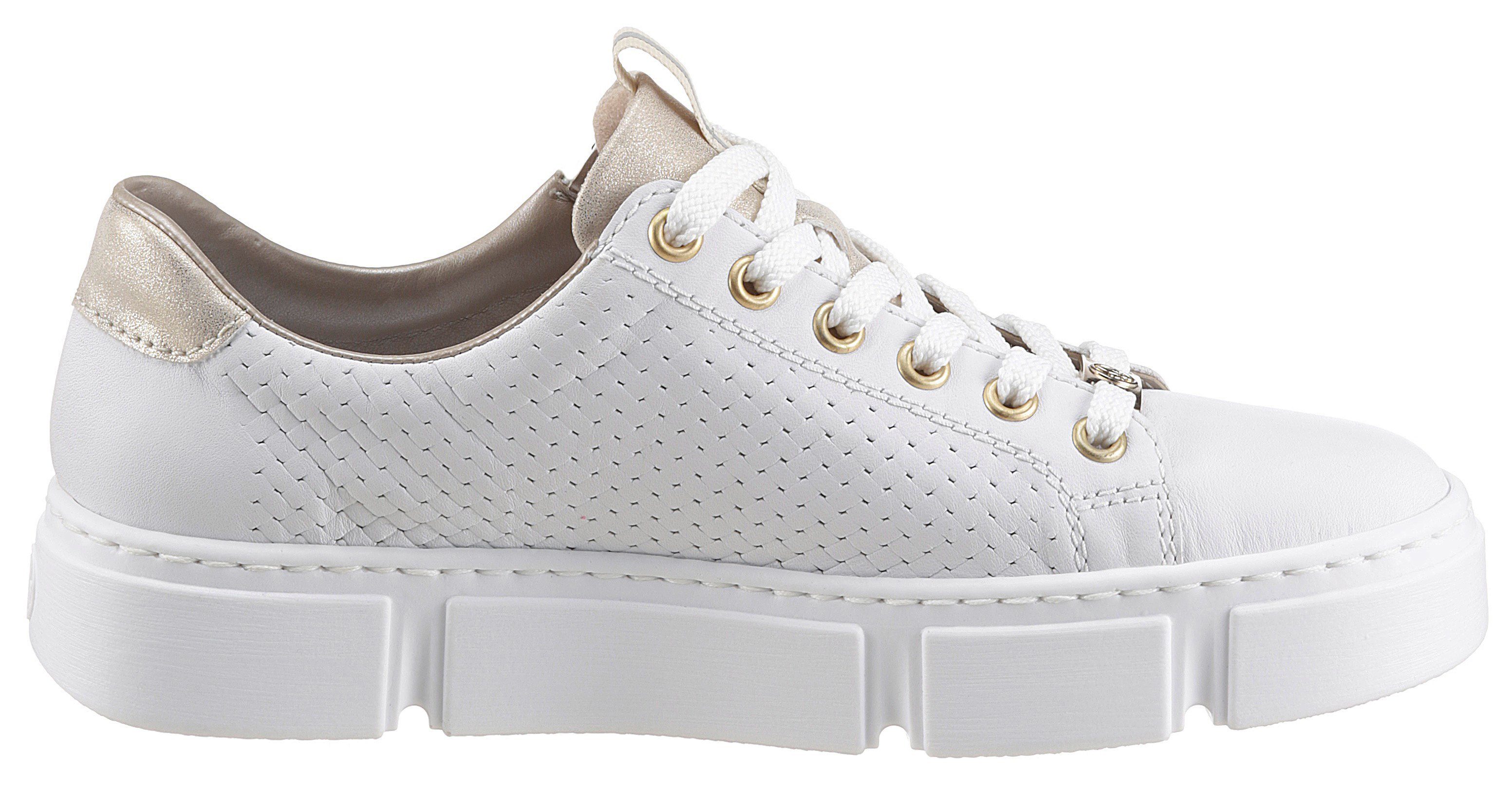 Rieker Plateausneakers met goudkleurige details, vrijetijdsschoen, lage schoen, veterschoen