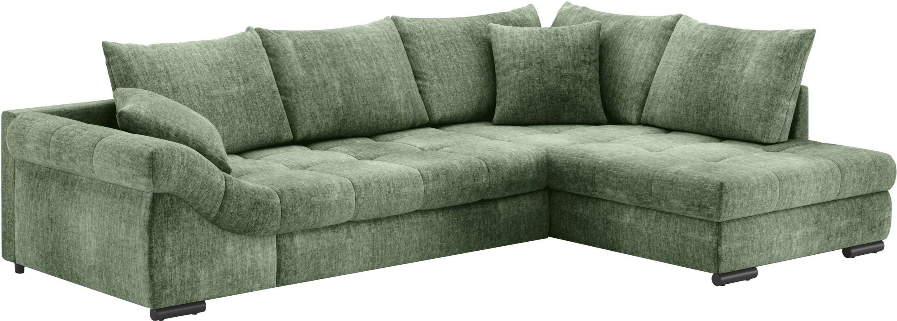 Mr. Couch Hoekbank Allegro, L-vorm met hoogslaper beduitbreiding, optioneel met koudschuim groen, hoekbanken, Ottomane rechts