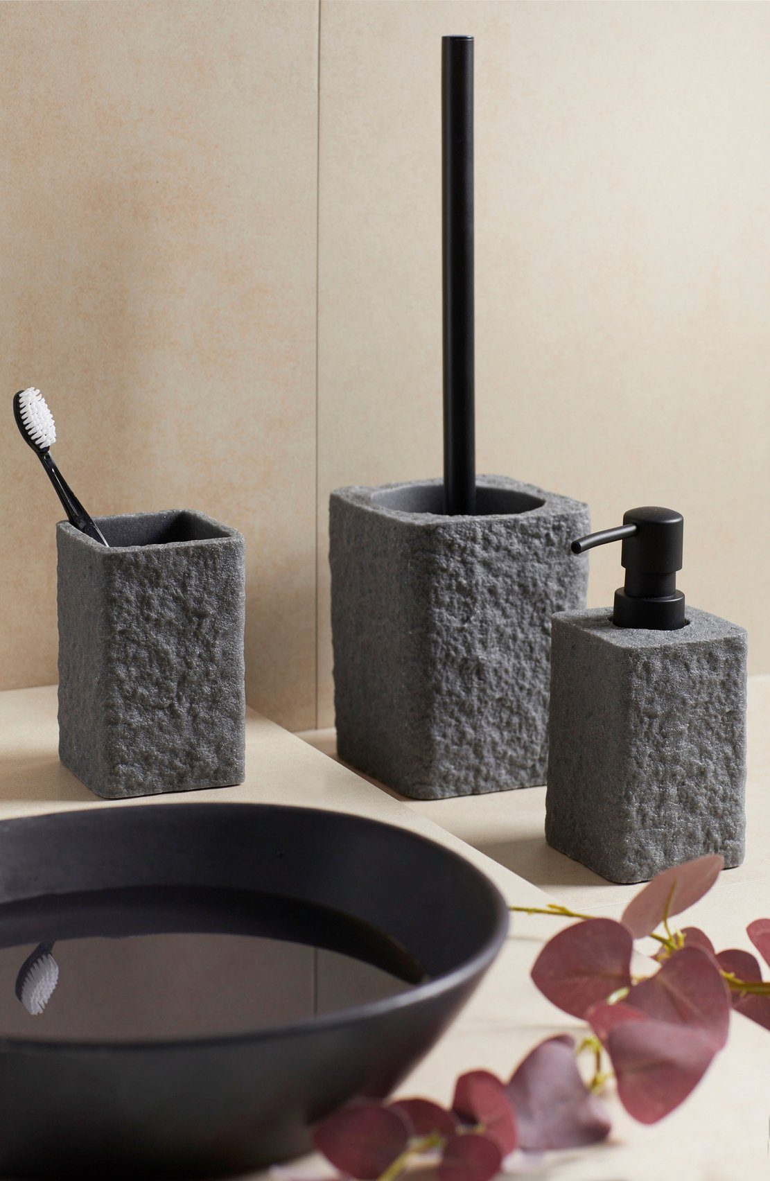 WENKO Toiletset Villata grijs (1 stuk)