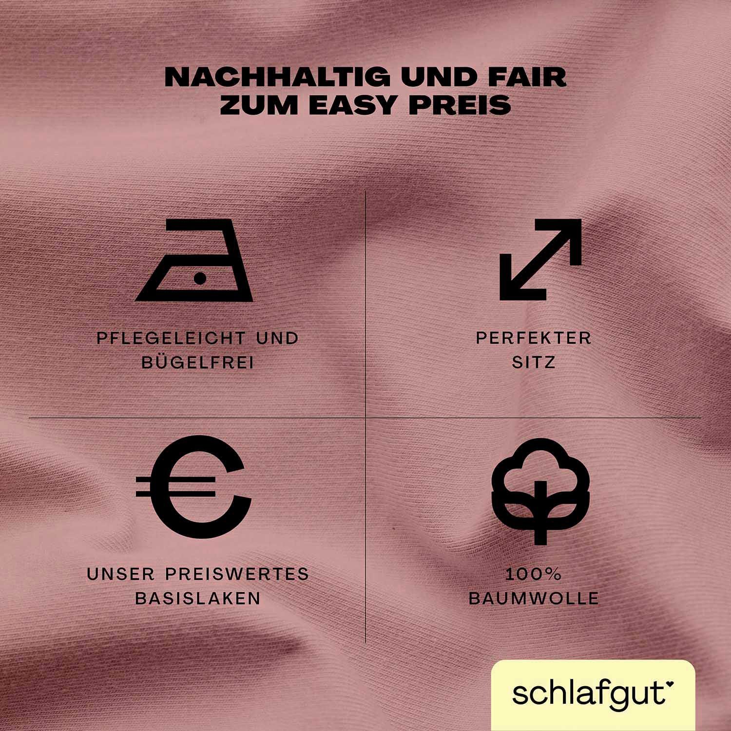 Schlafgut Hoeslaken EASY van 100% katoen, zacht & absorberend, merk-beddengoed voor matrassen tot 22 cm hoogte, in 90x200, 140x200 of 180x200 cm (1 stuk)