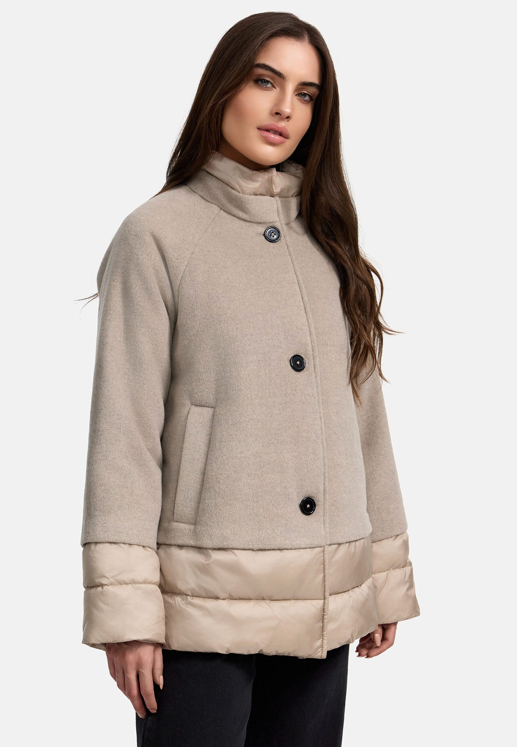 MANISA Winterjack met modieuze materiaalmix en wol
