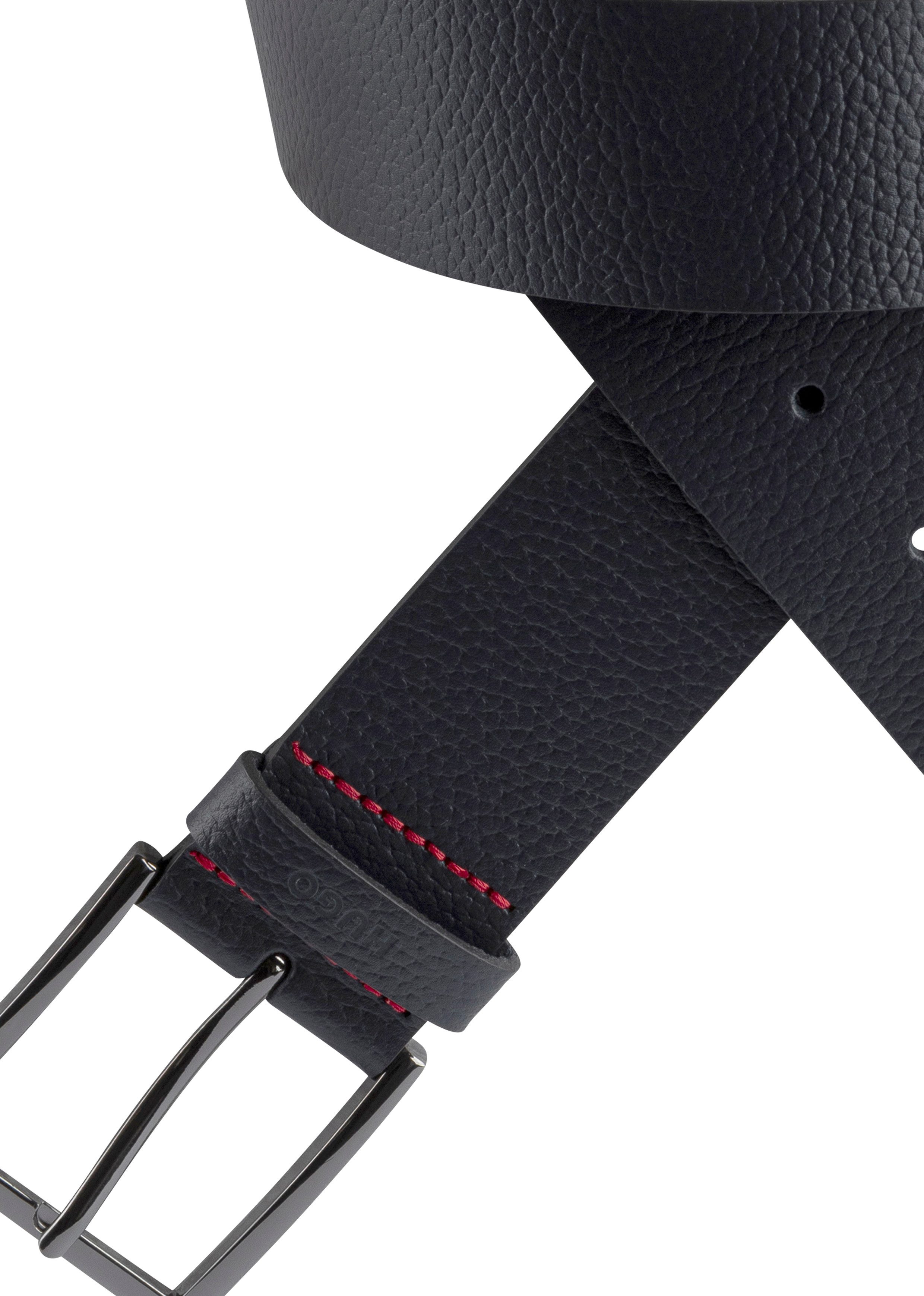 HUGO Leren riem Giaspo-Gr Sz40 10 met rode contrastnaad