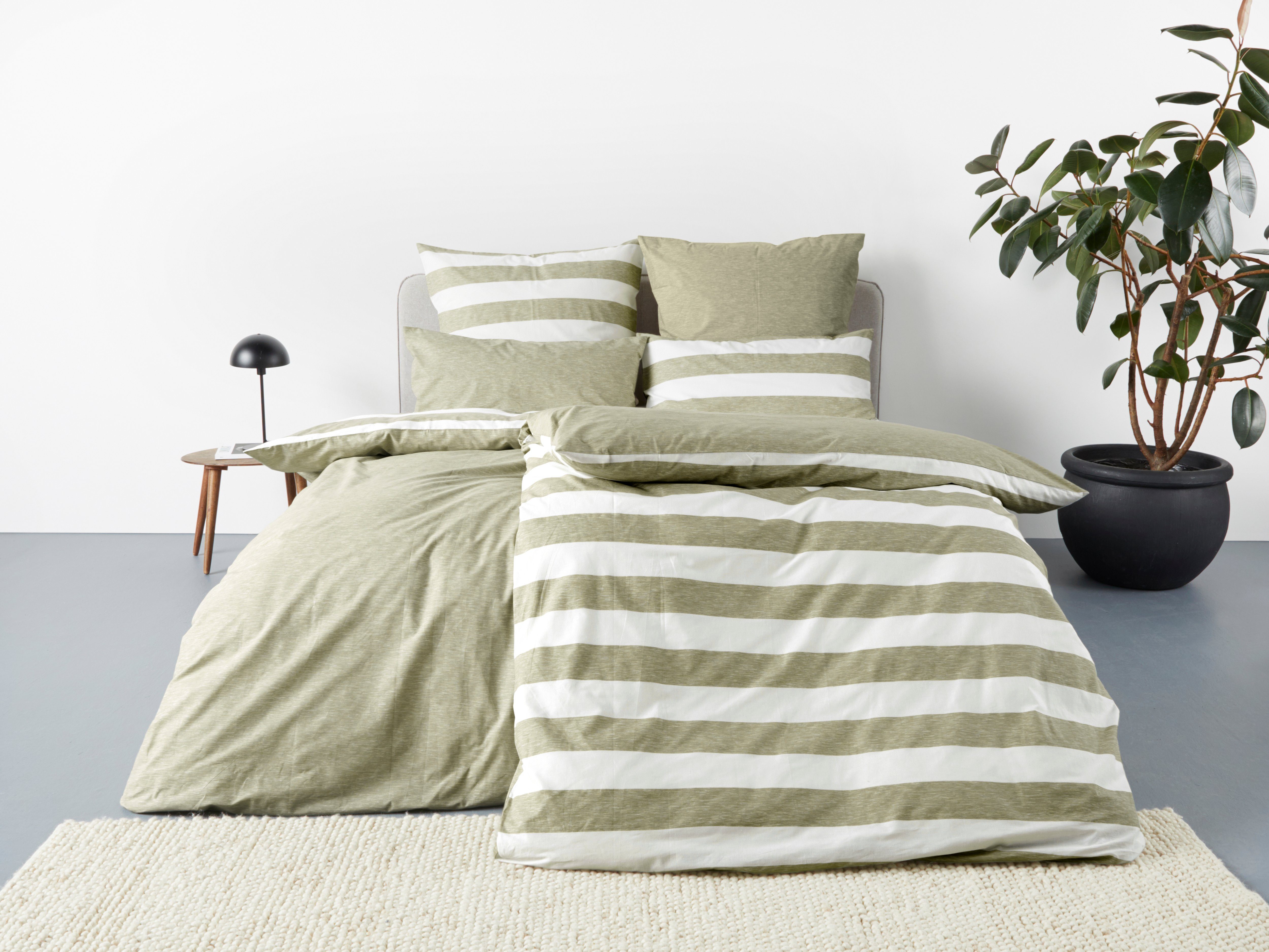 OTTO products Tweezijdig te gebruiken overtrekset Bigstripe 100% biokatoen gots-gecertificeerd, streepdesign in mêlee-look (2-delig)