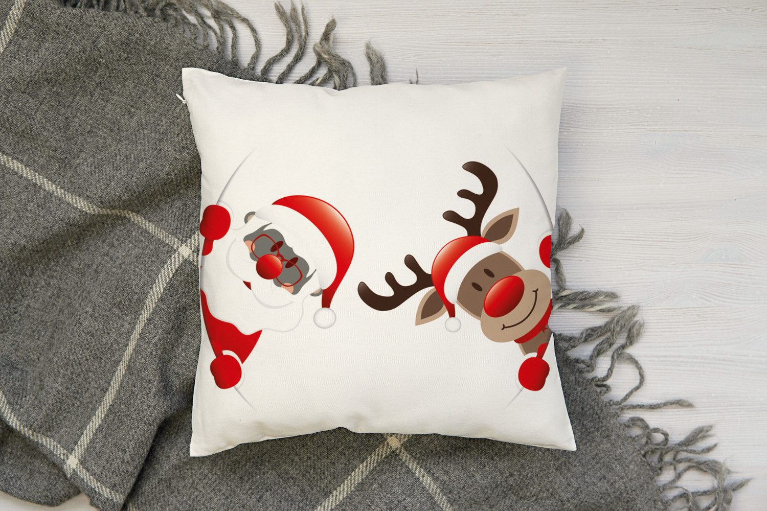 queence Sierkussen Santa Kussenhoes, kerstman, rendier, kerst, feestelijk, winterachtig (1 stuk)