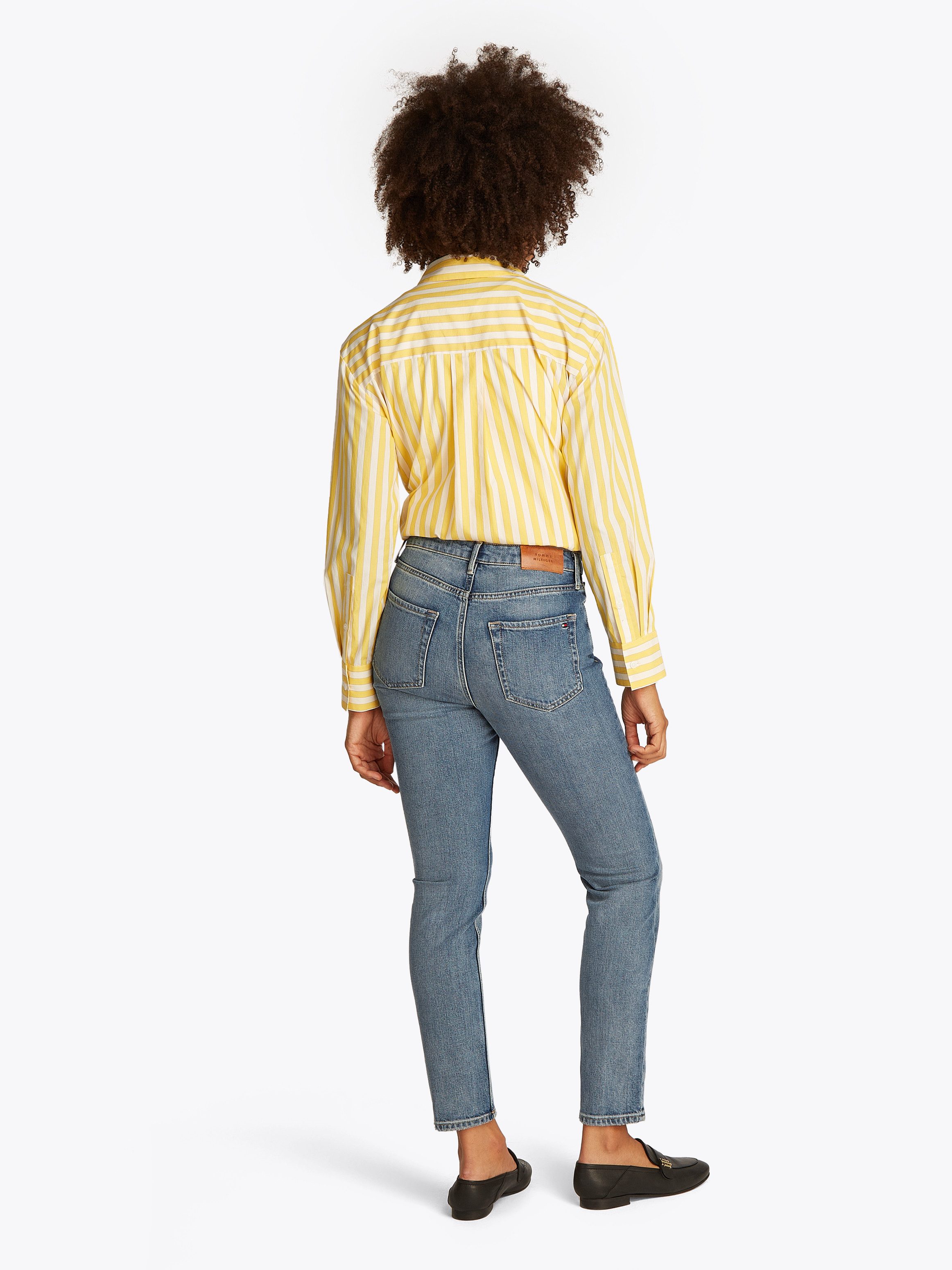 Tommy Hilfiger Slim fit jeans Slim Cigarette High Waist met logo-badge, in blauwe wassing