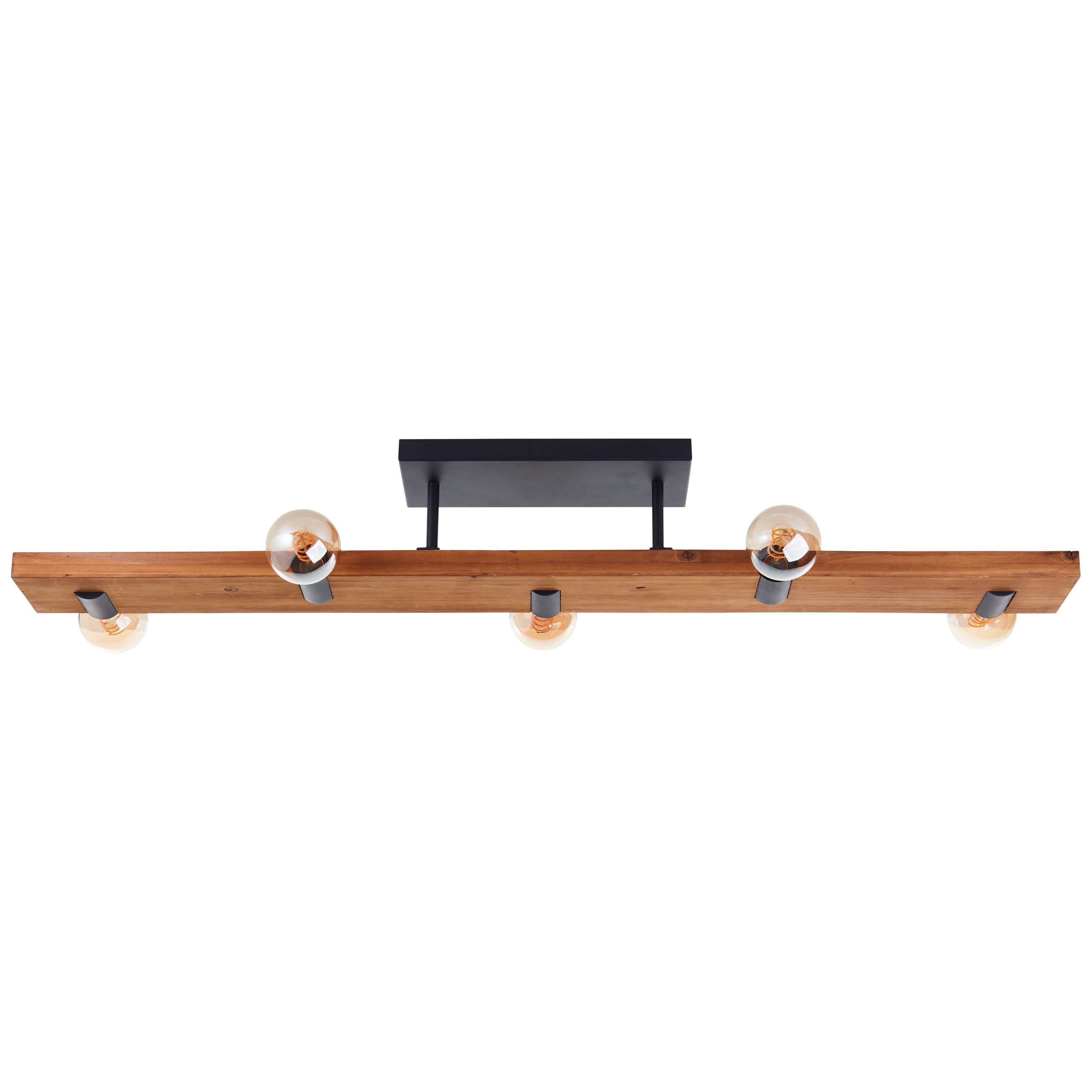 Brilliant Leuchten Plafondlamp Mertes Plafondlamp, E27, 115 x 12,5 cm, hout/metaal, bruin/zwart (1 stuk)