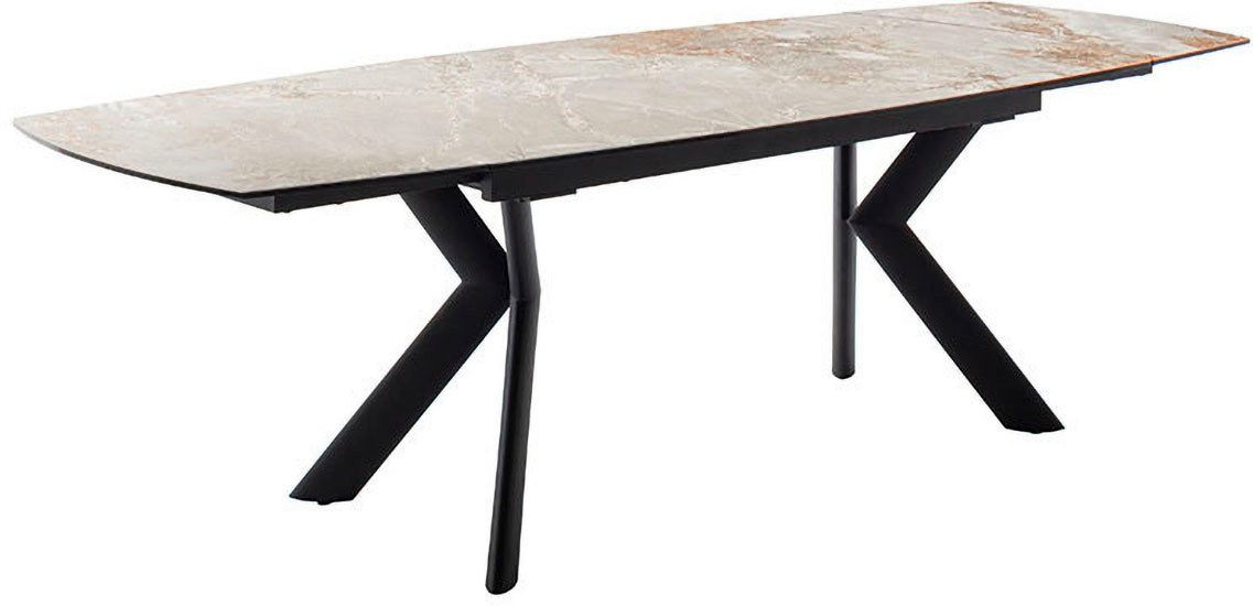 MCA furniture Eettafel OSSANA vierpoot tafel 180-260 cm Keramiek, metaal, eindschuif, uittrekbaar, tafelblad 13 mm, 8-10 personen