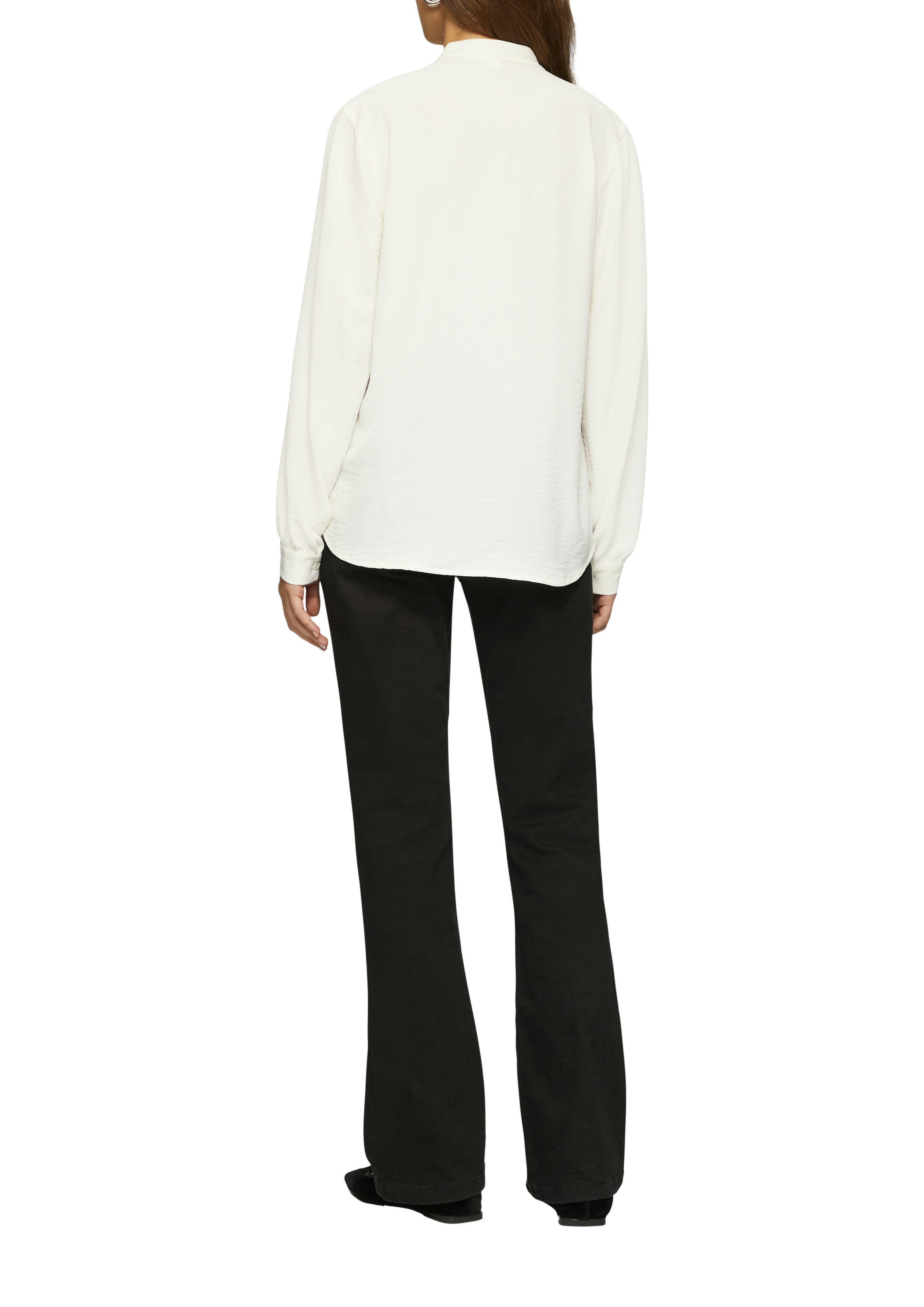 Q S designed by Blouse met lange mouwen met rimpeling aan de staande kraag