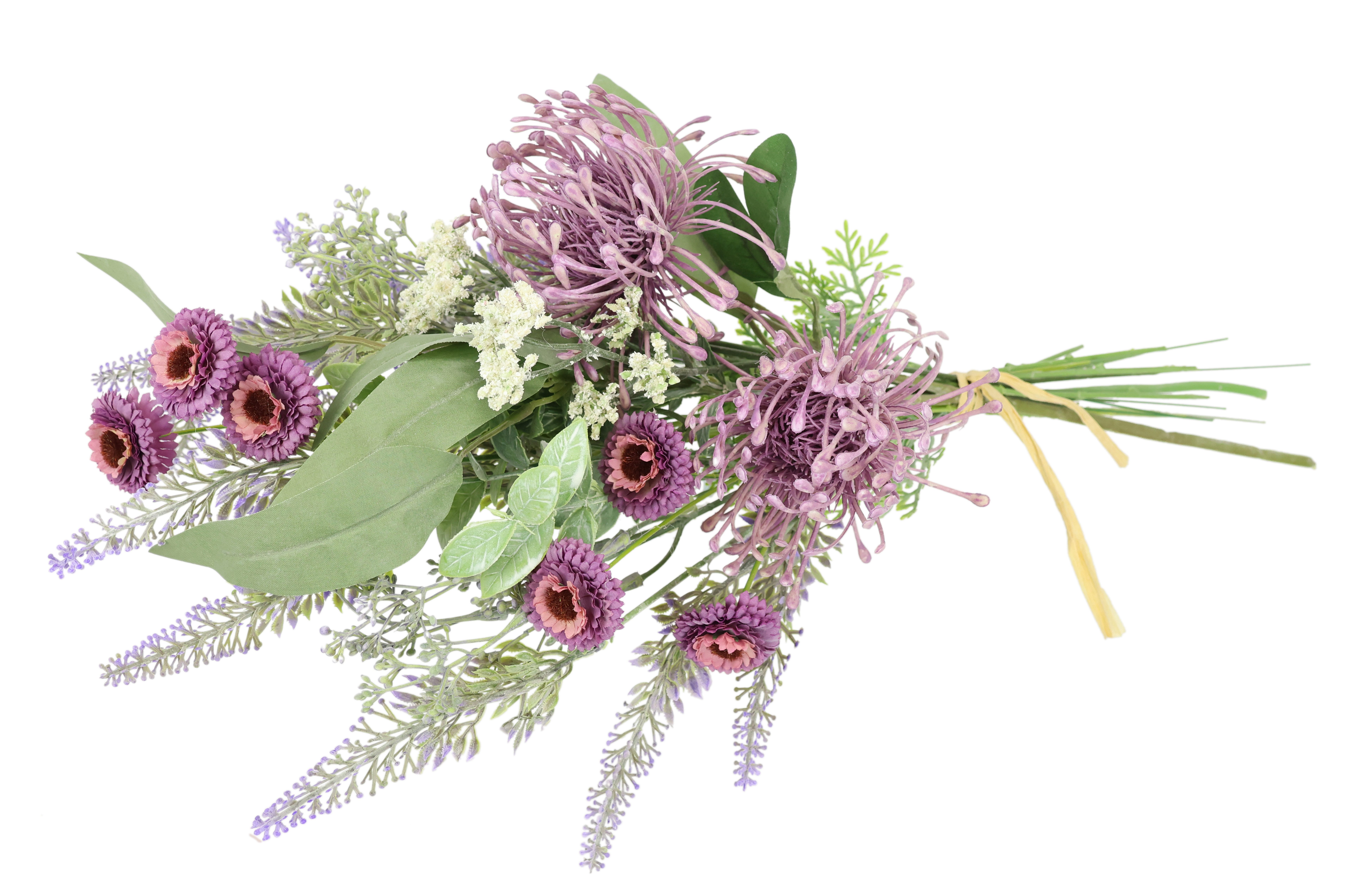 I.GE.A. Kunstbloem nboeket protea, zinnia, lavendel Boeket bloemen, bloemstukken, decoratieve bloem, grafdecoratie (1 stuk)