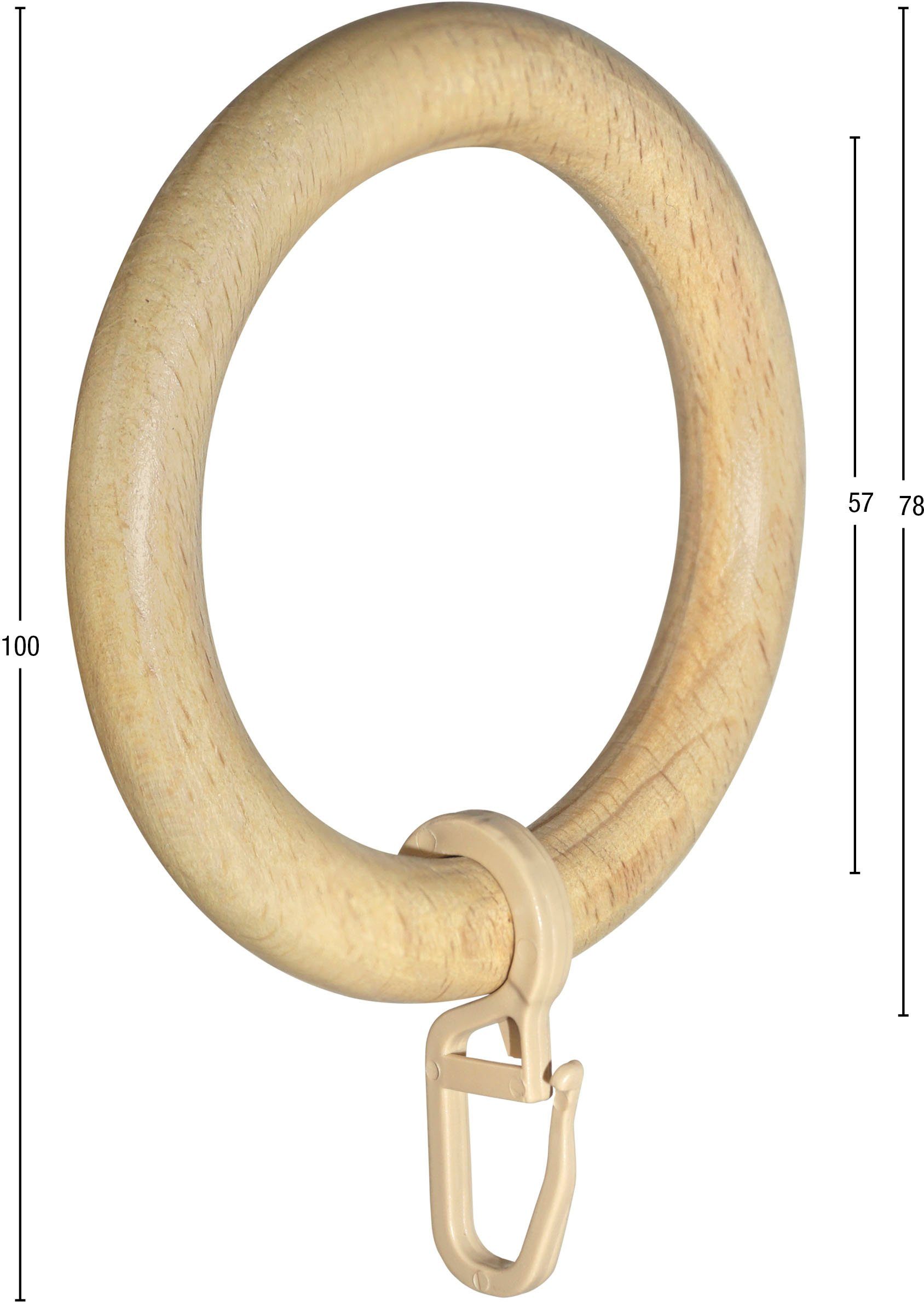 GARESA Gordijnring Houten ring met haak voor diameters tot 35 mm, eenvoudige montage (20 stuks)