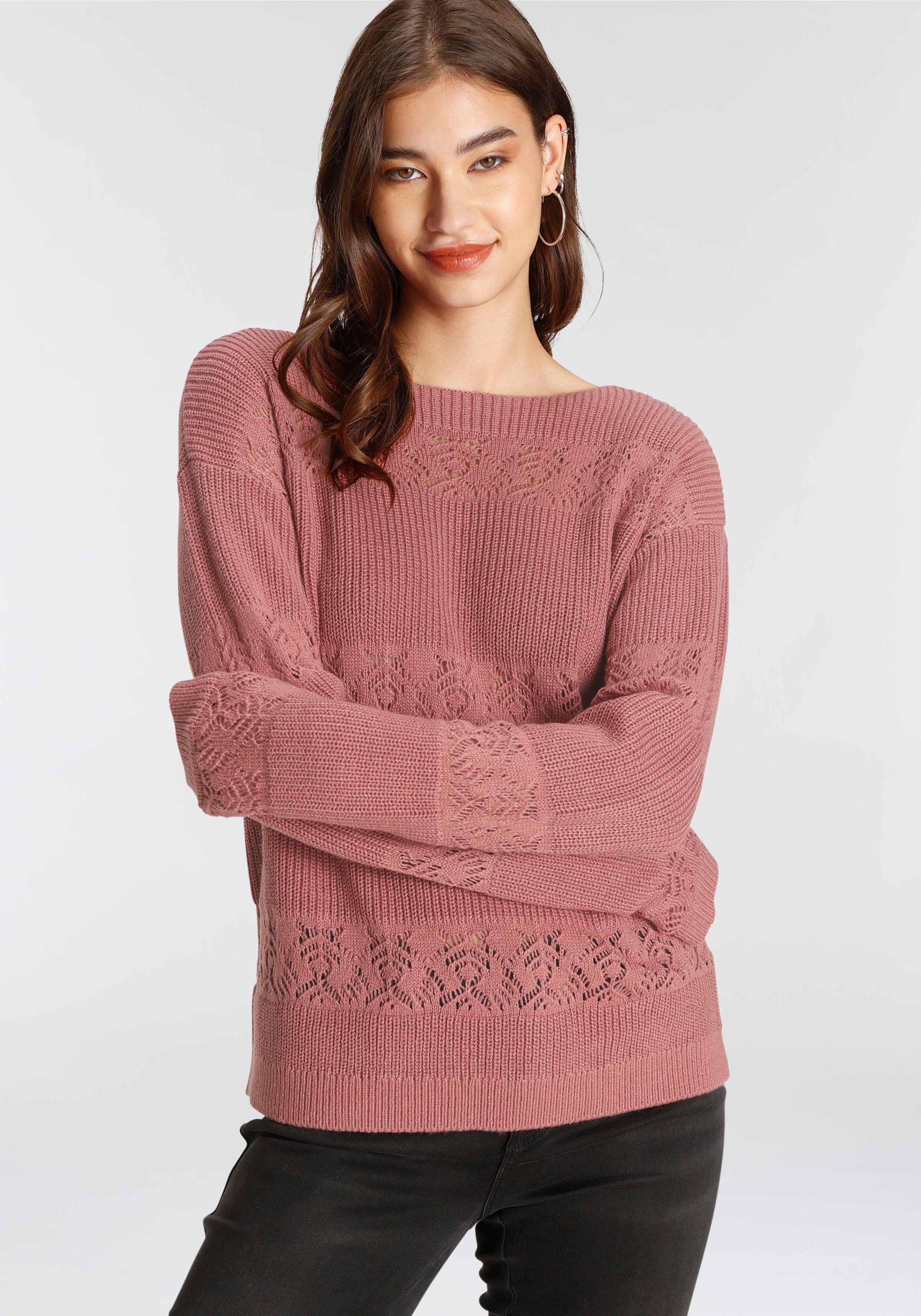 Laura Scott Gebreide trui met ajourmotief nieuwe collectie