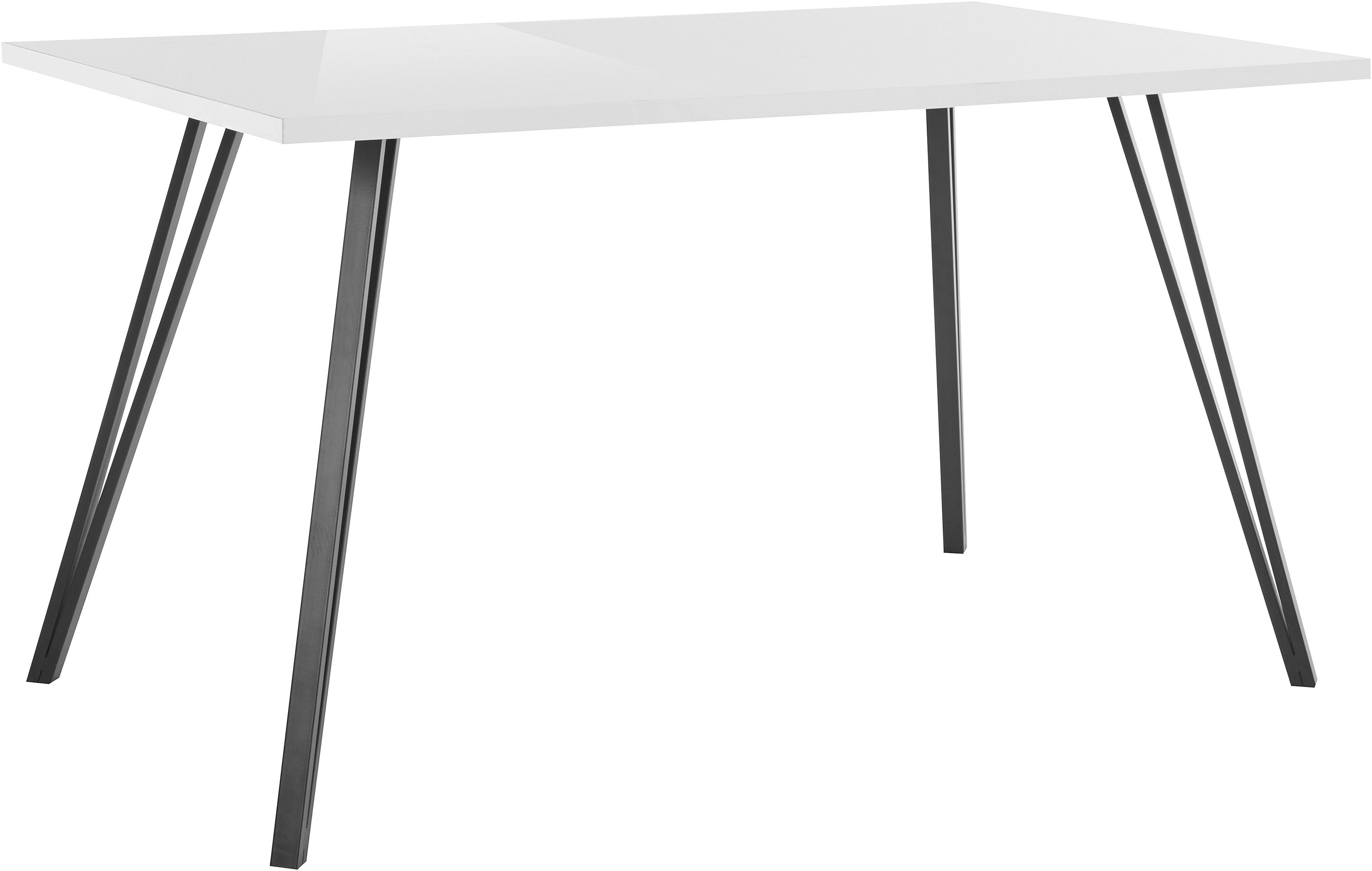 HELA Eettafel JENN Hoogglans wit gelakt, tafelblad vast, onderstel V-vormig (1 stuk)