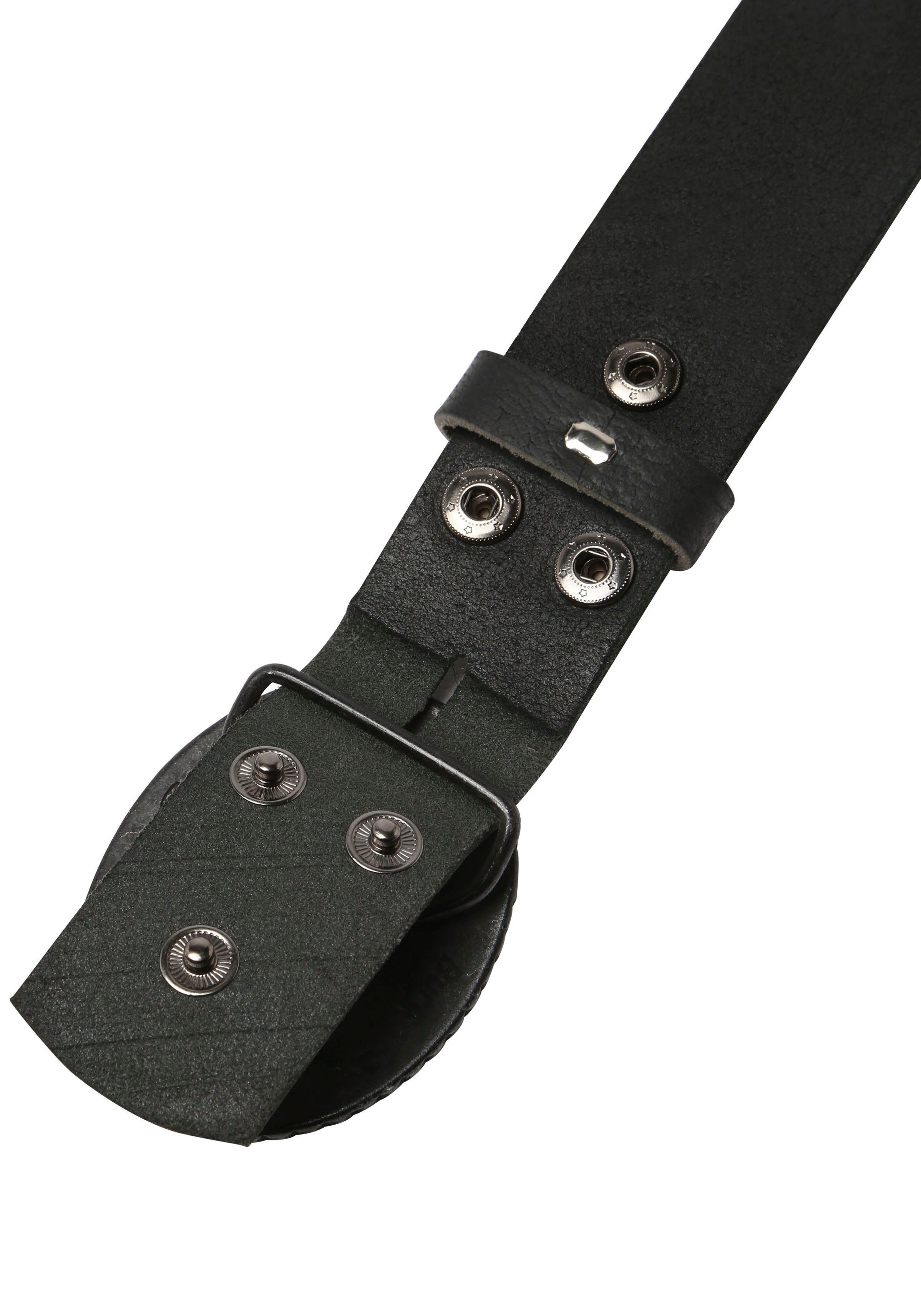 RETTUNGSRING by showroom 019° Leren riem Sluiting »Burg op Fehmarn zwart gesatineerd met Swarovski-kristal