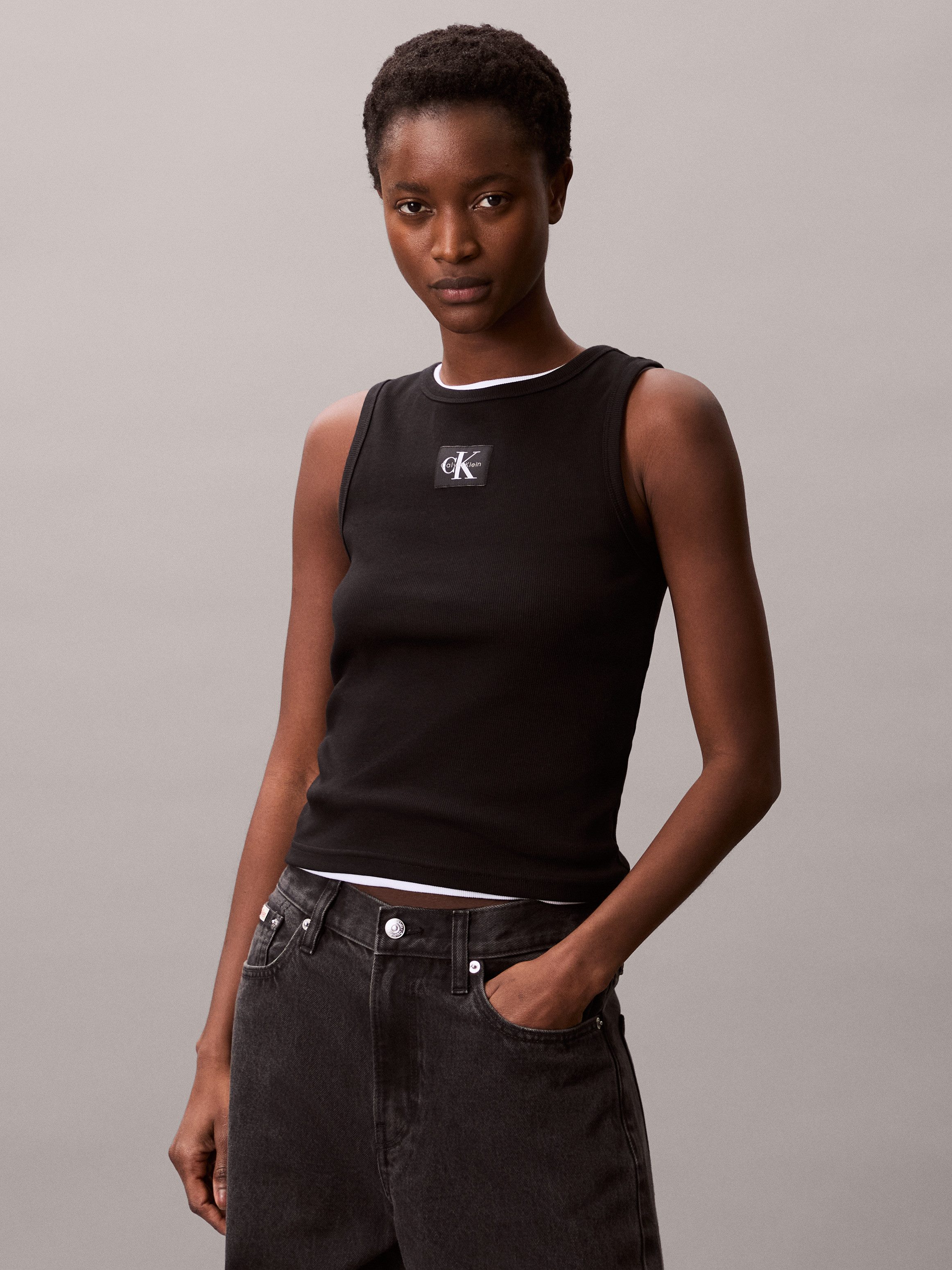 Calvin Klein Tanktop A - WVN LBL 2X2 CTTN