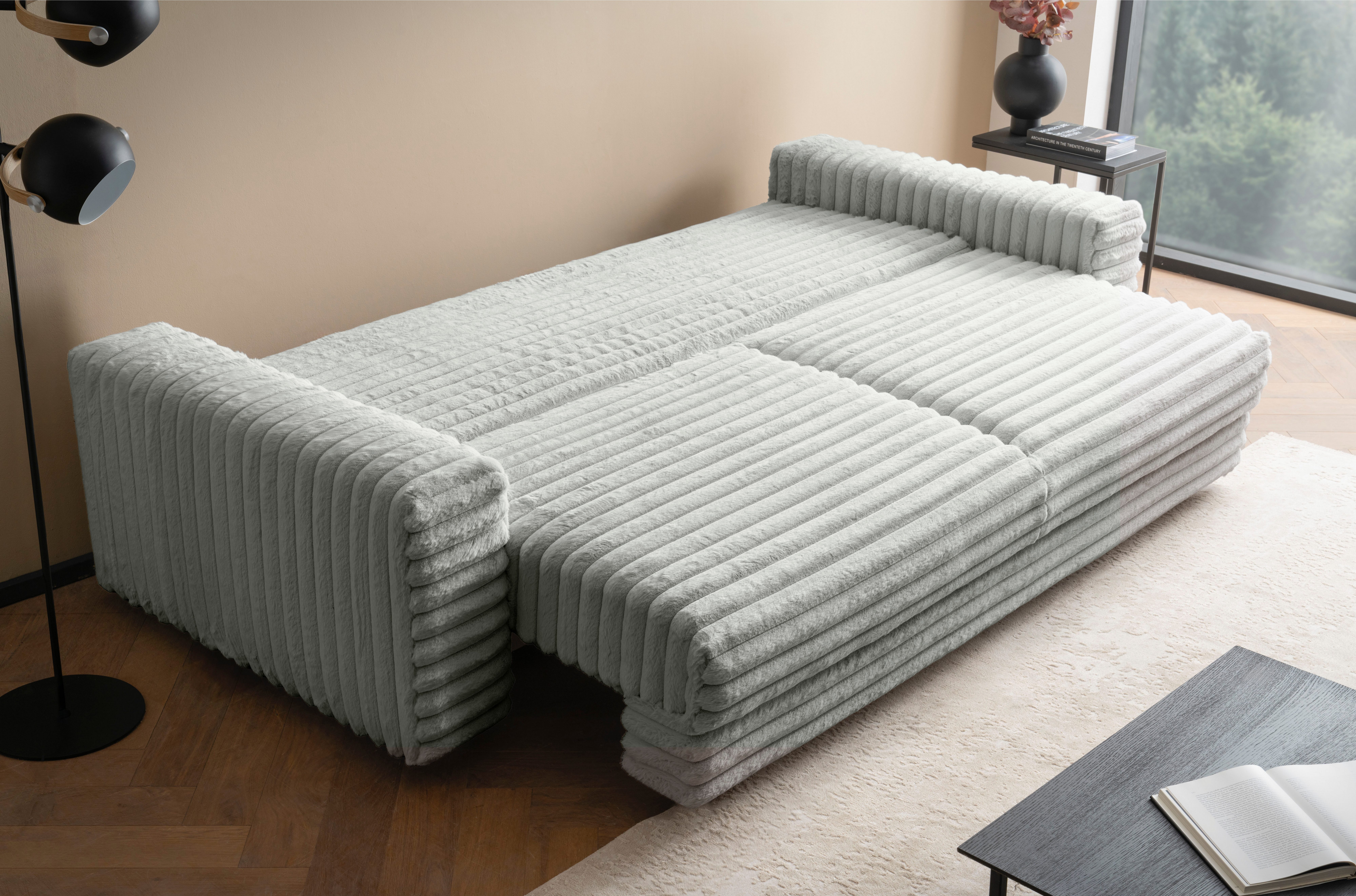 LeGer Home by Lena Gercke Slaapbank Imoga, kussen met slaapfunctie, 3-zits bank, bank met bedlade in moderne kleuren en stoffen, bedfunctie, ligoppervlak: 200x150 cm