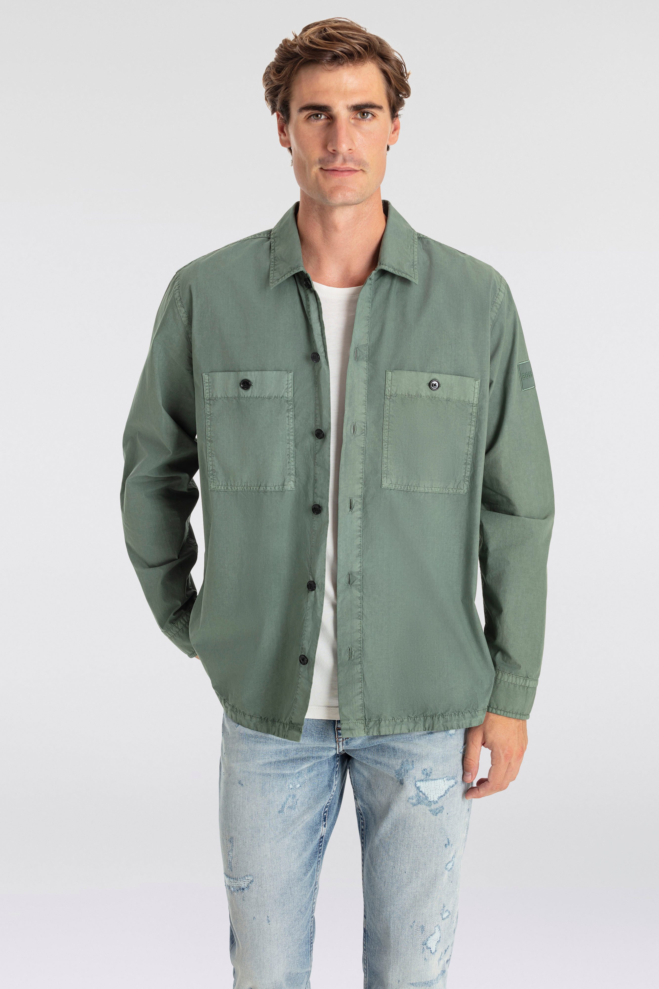 Boss Orange Overhemdjasje Locky_2_M met borstzakken heren overshirts maat XXXL groen