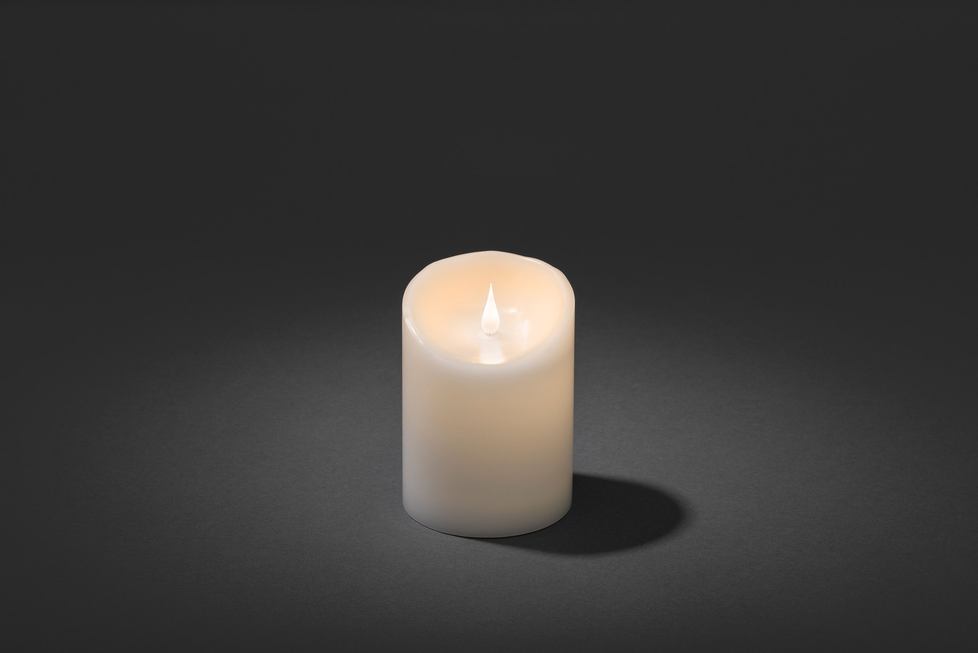 KONSTSMIDE Led-kaars Kerst versiering Led-kaars van echte was, wit, met 3D vlam, ø 10 cm, hoogte: 14 cm (1-delig)