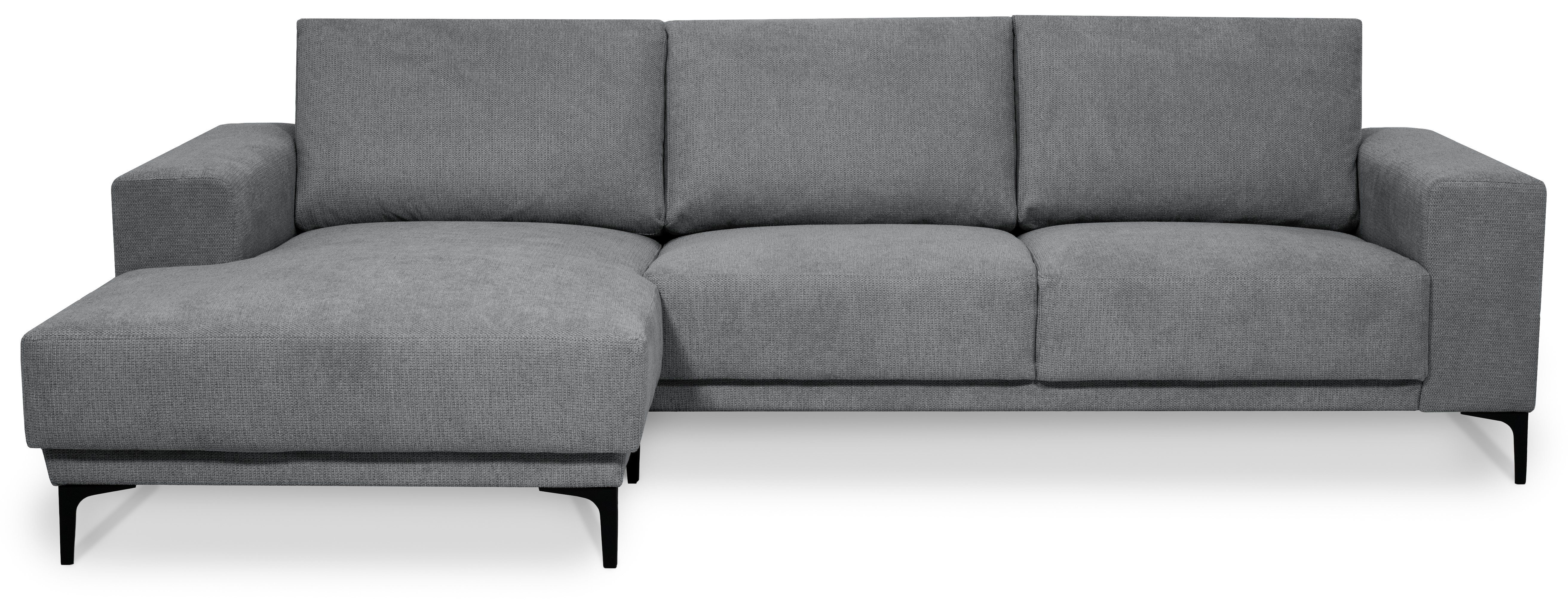 Places of Style Hoekbank Xander, L-model, Breedte 280 cm, soft-touch chenille, zwarte metalen voeten