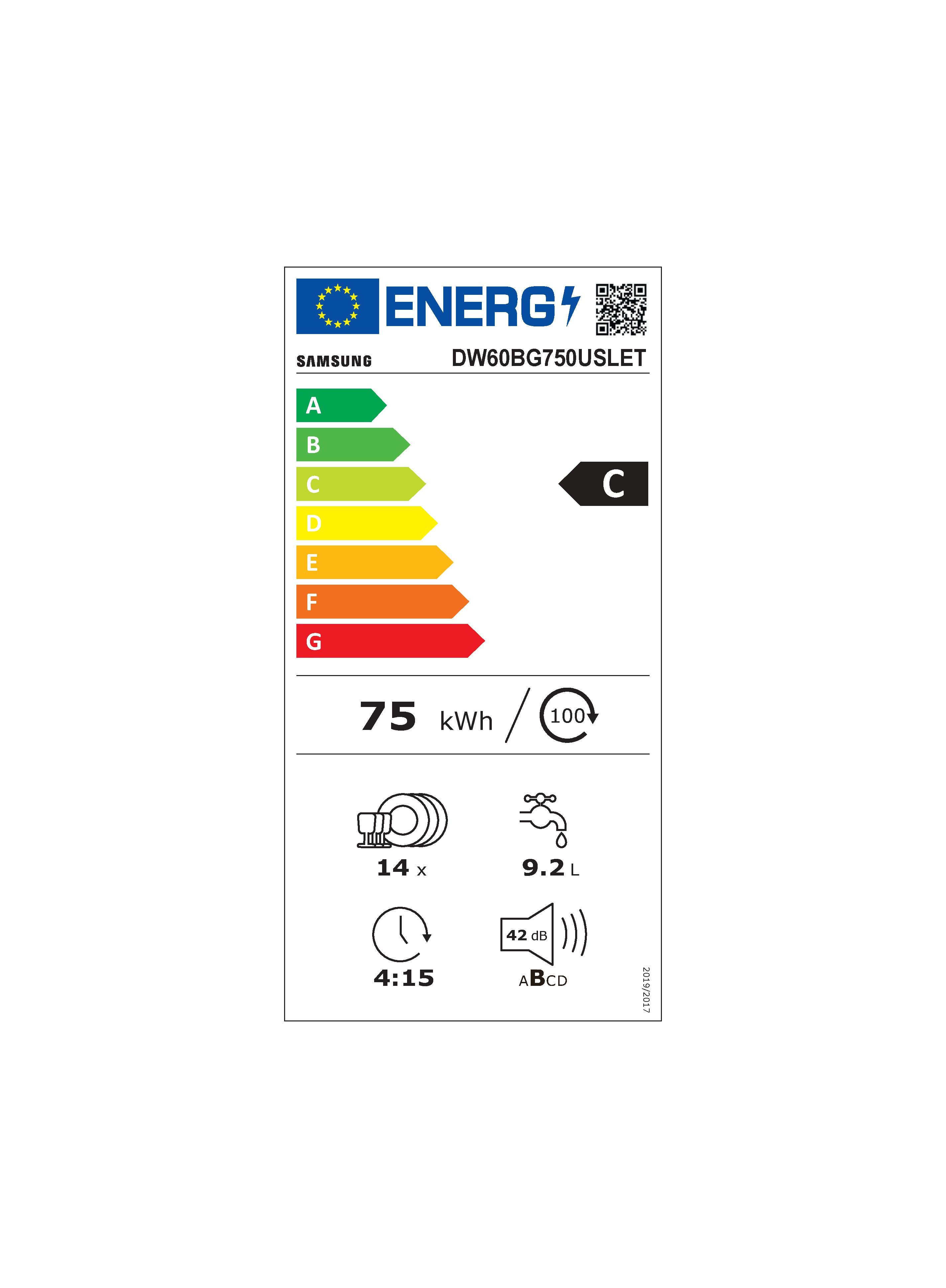Samsung Onderbouwvaatwasser DW60BG750USLET, 81,5 cm x 59,5 cm