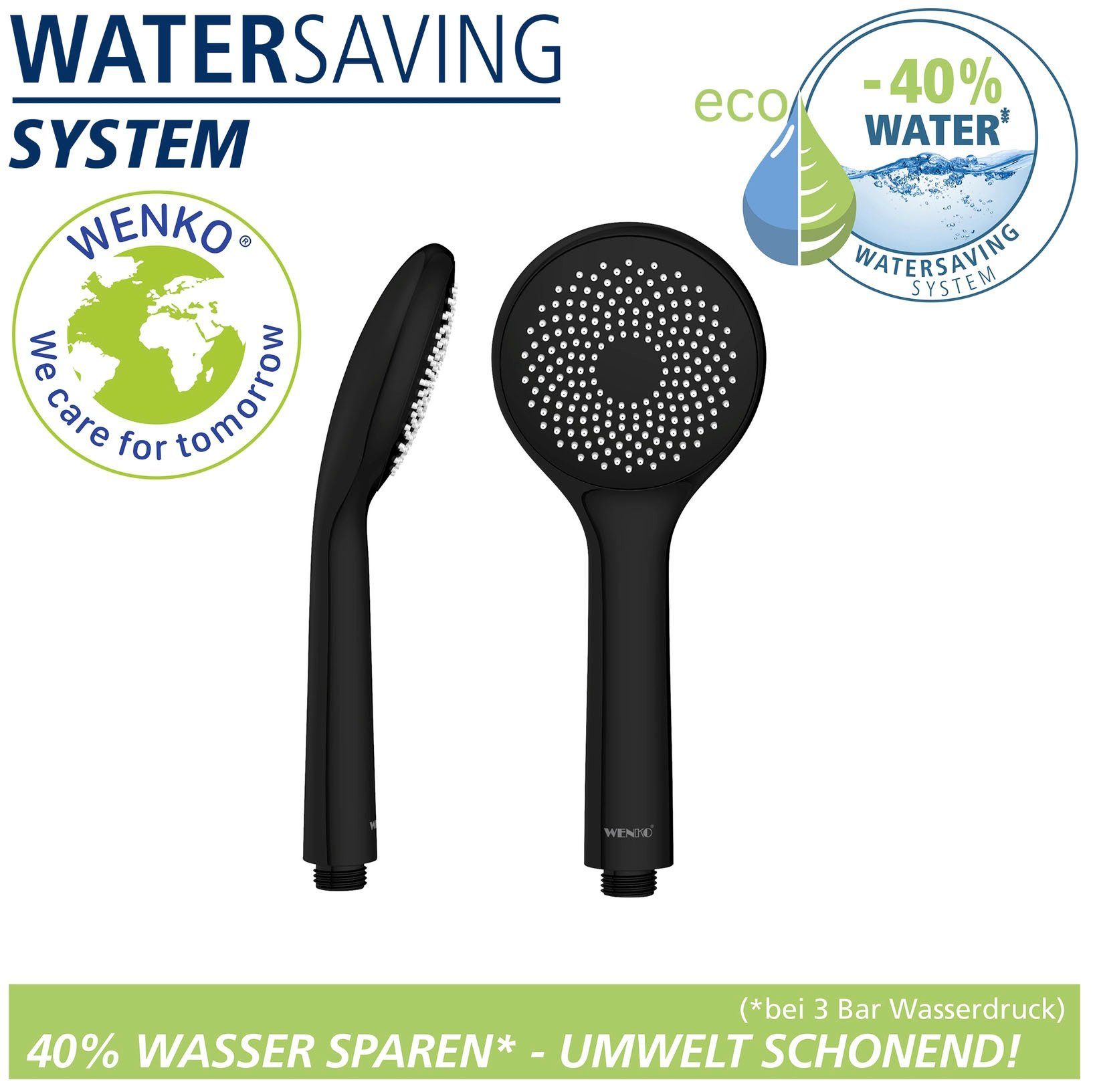 WENKO Handsproeier Watersaving Mat zwart, Ø 9,5 cm (1-delig)