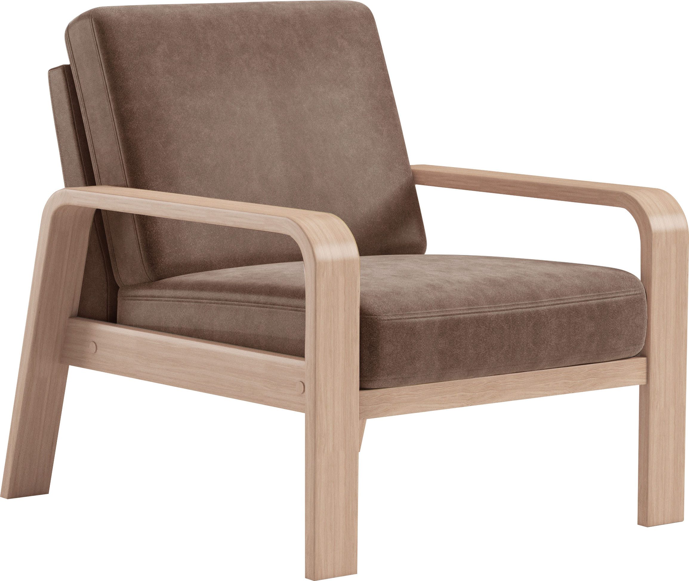sit&more Fauteuil Kolding Armleuningen van natuurlijk beukenhout, verschillende bekledingen en kleuren