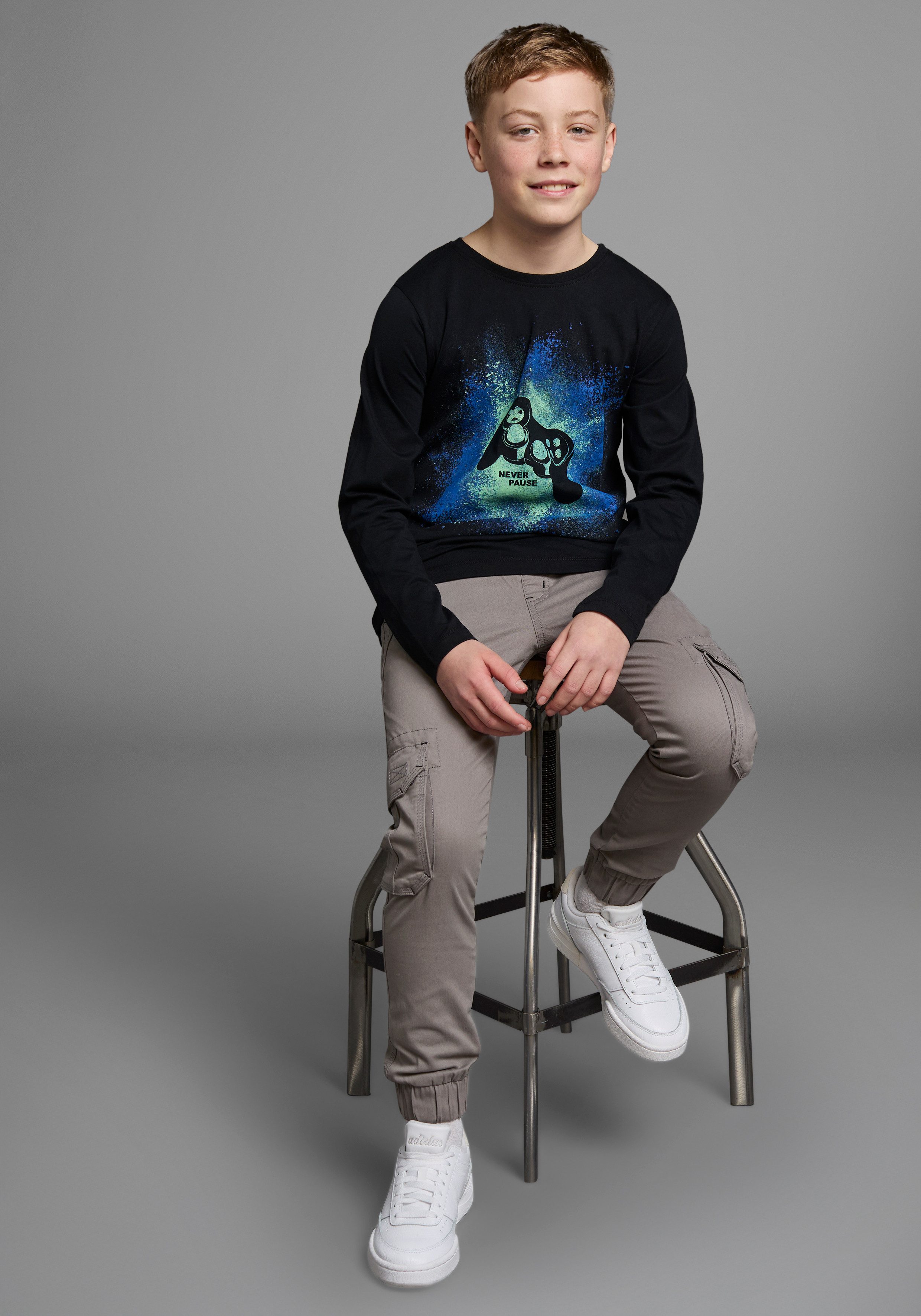 KIDSWORLD Shirt met lange mouwen Gamer Langarm, basic pasvorm, met trendy opdruk