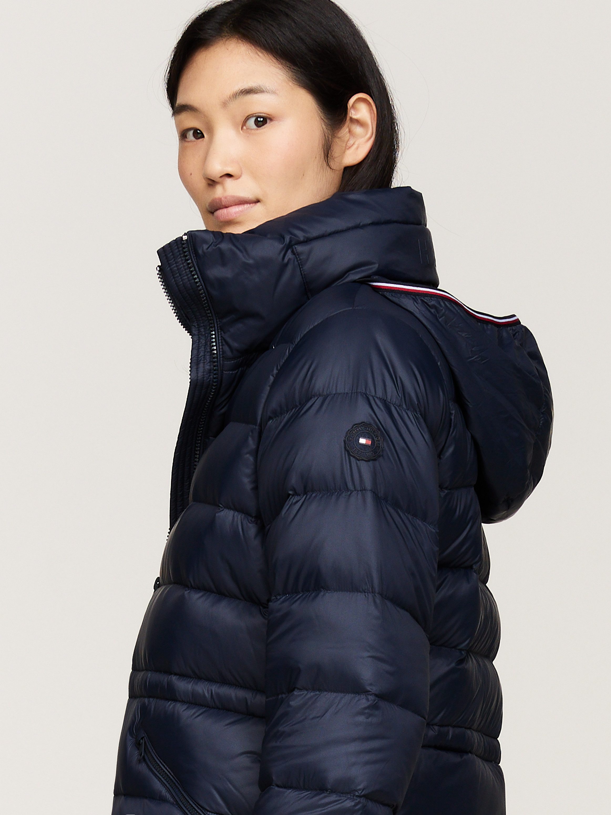 Tommy Hilfiger Lange jas met gestempeld logo