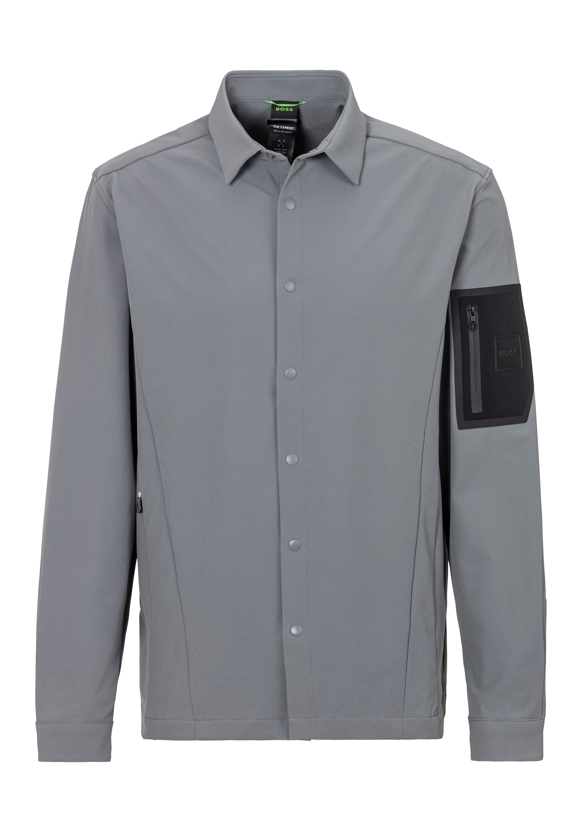 BOSS GREEN Overhemdjasje B_EXPEDIT_L met mouwzakje heren overshirts maat L grijs