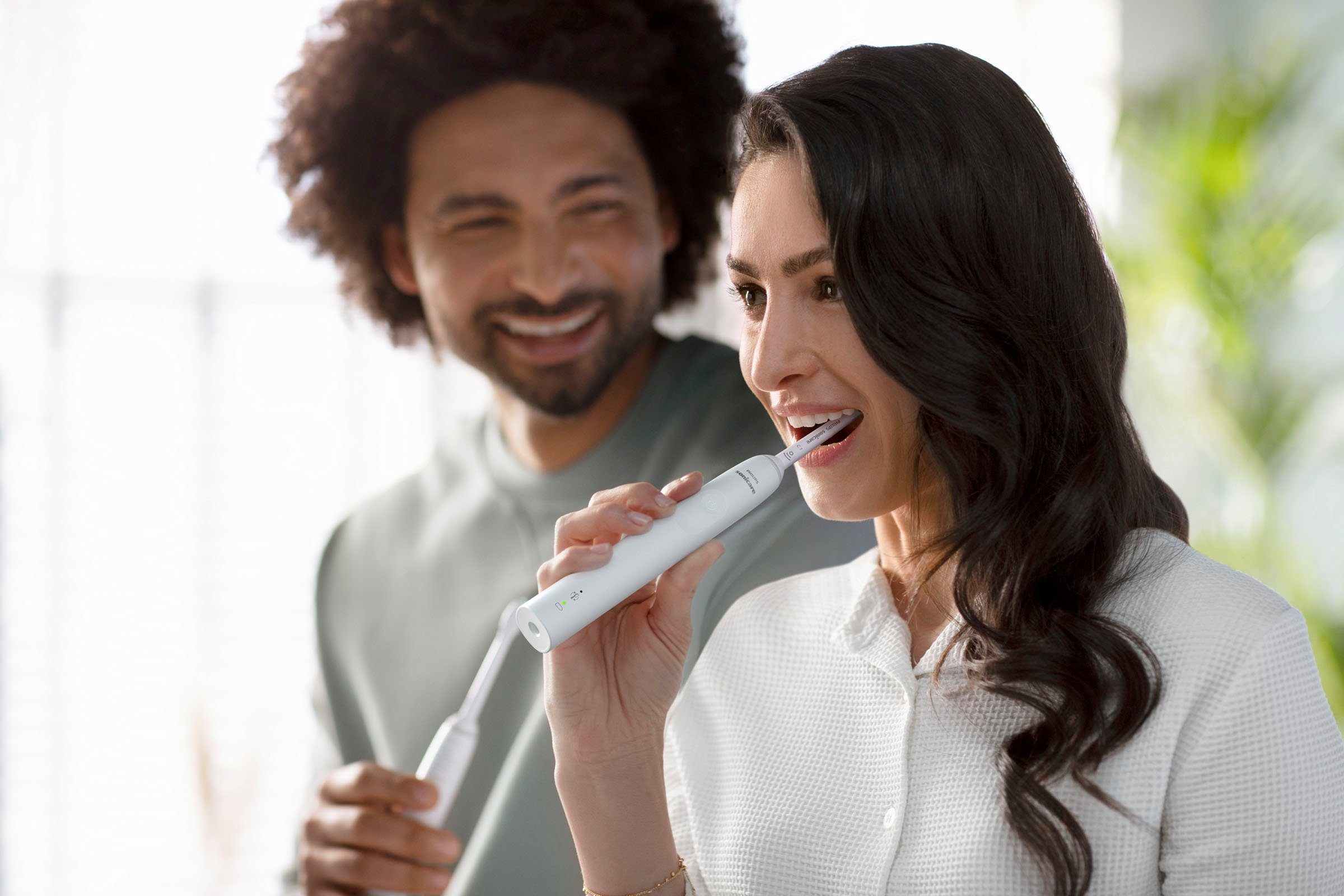 Philips Sonicare Elektrische tandenborstel Series 3100 HX3675/13 Dubbelpack, met 4-kwadrantentimer en 2-minutentimer
