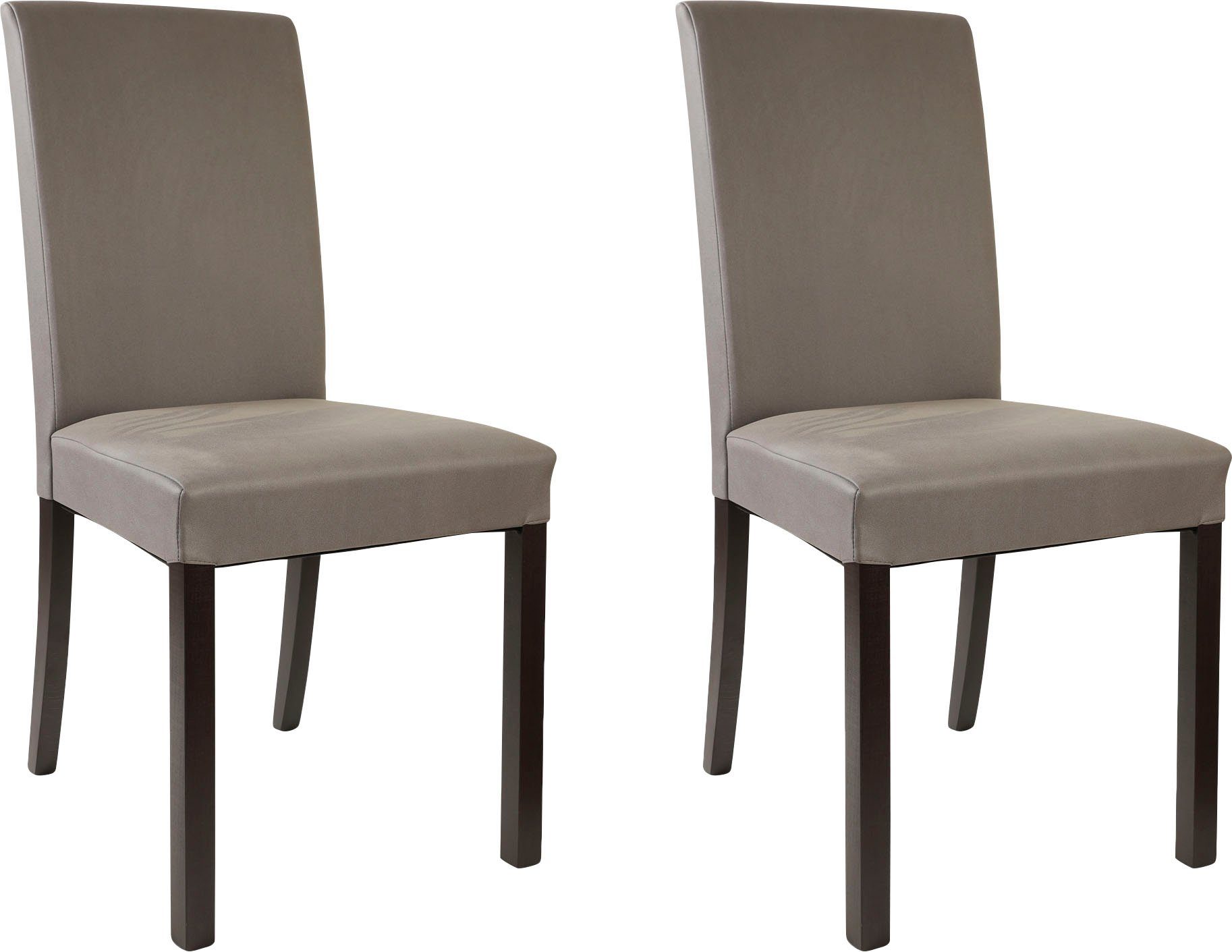 Home affaire Stoel met 4 poten Nina robuuste microvezel, frame naturel-beuken of wengé gelakt (set, 2 stuks)