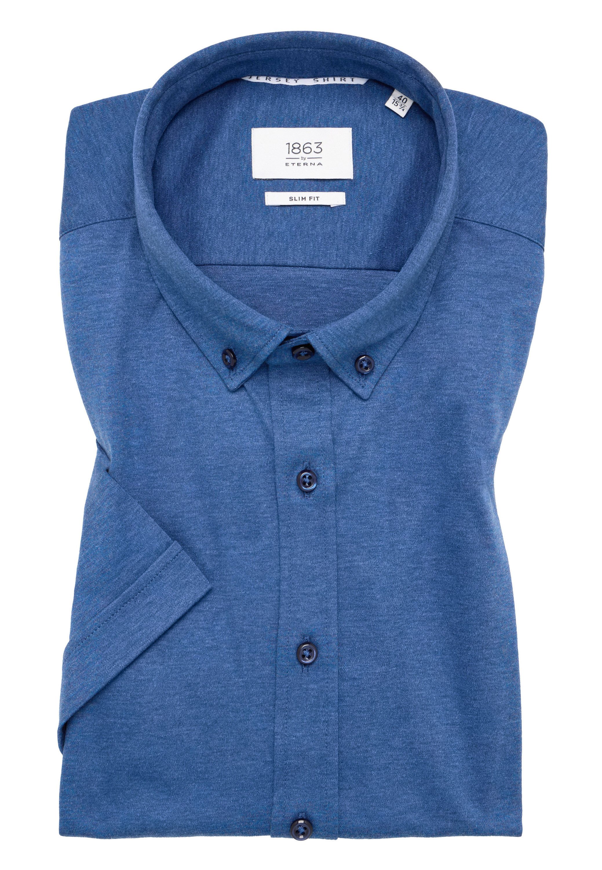 Eterna Overhemd met korte mouwen Slim fit NON IRON (strijkvrij)