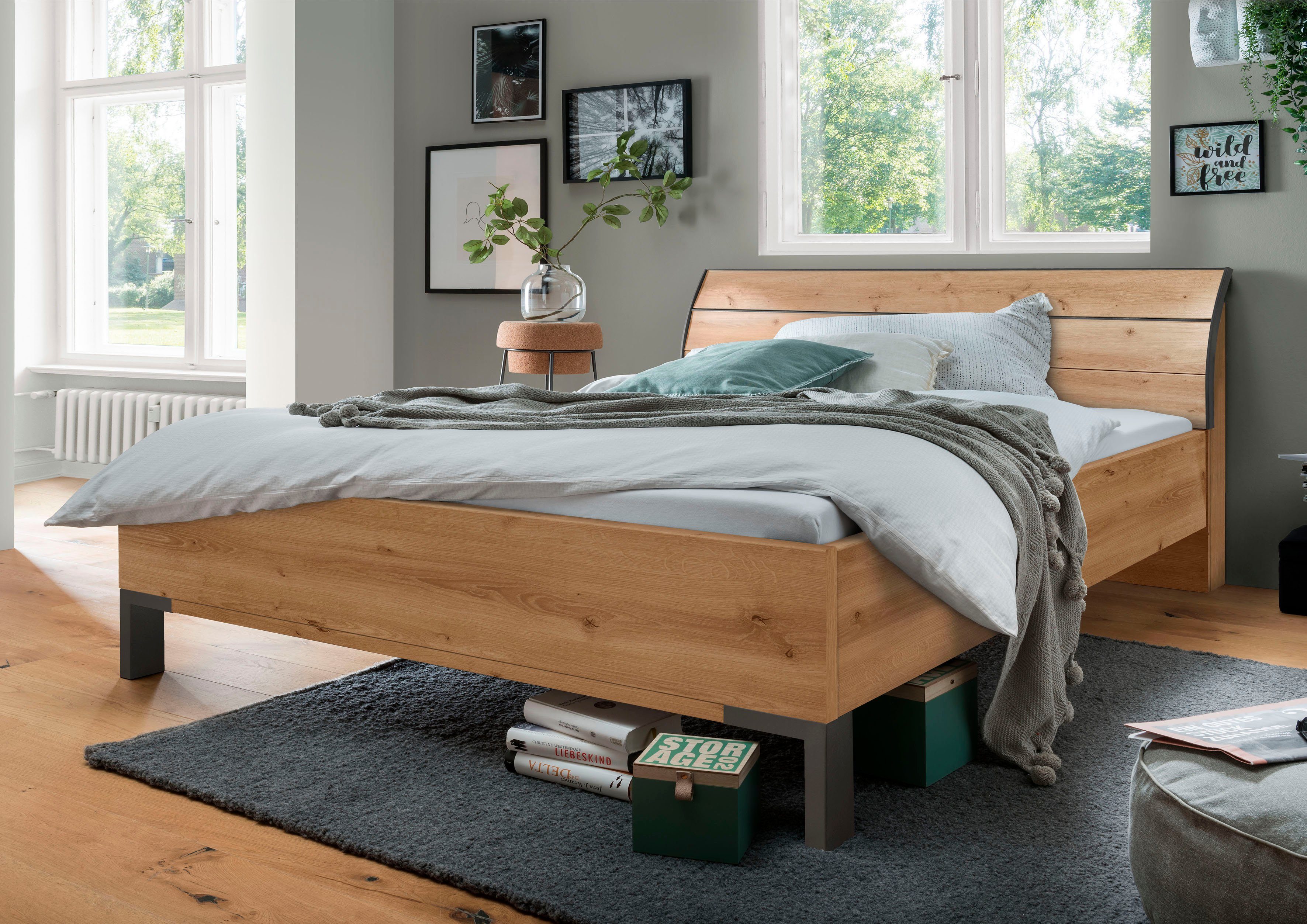 WIEMANN Futonbed Monaco, 4-voudig in hoogte verstelbaar met stijlvol houten hoofdbord, made in germany futonbedden beige